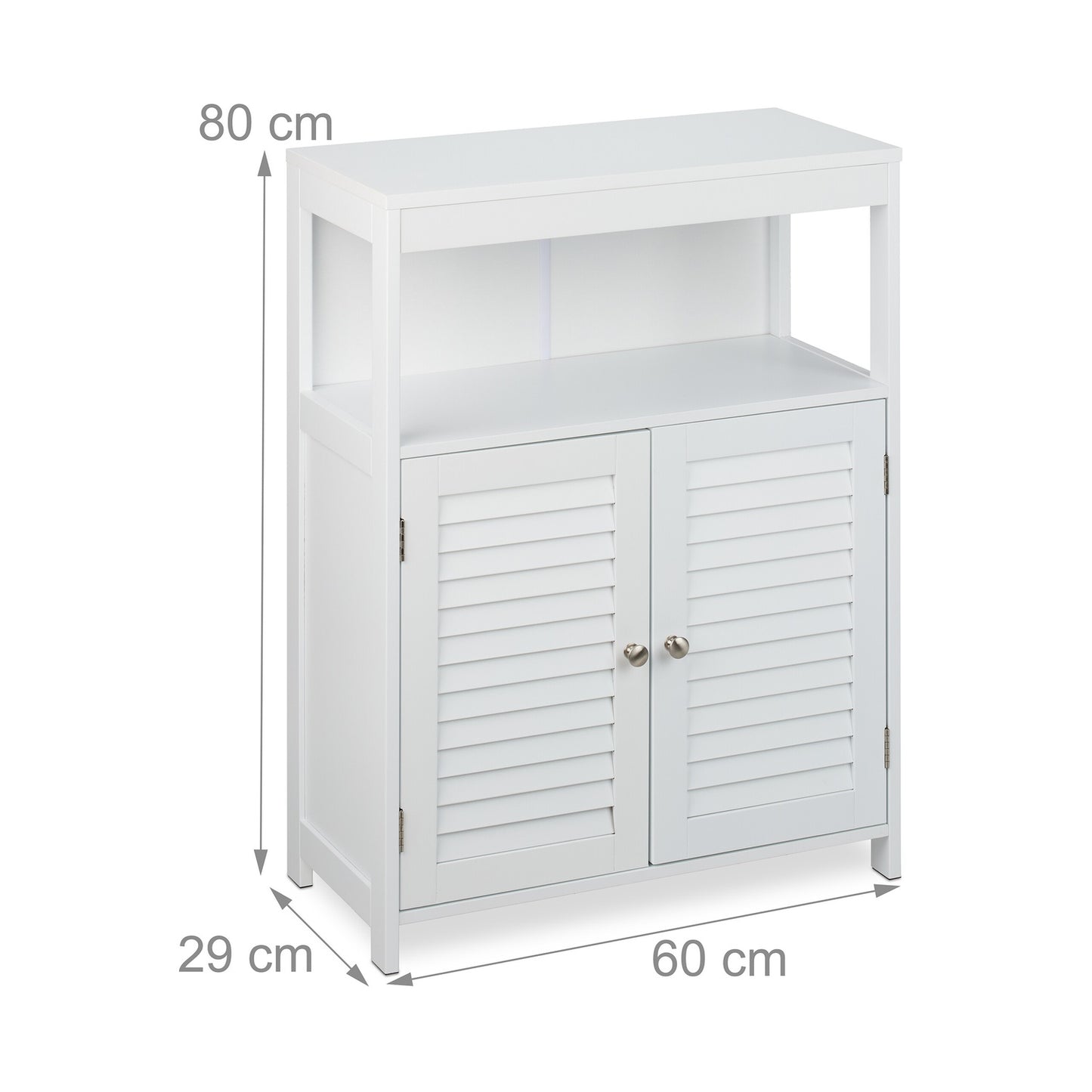Bathroom Cabinet with Slatted Doors, White