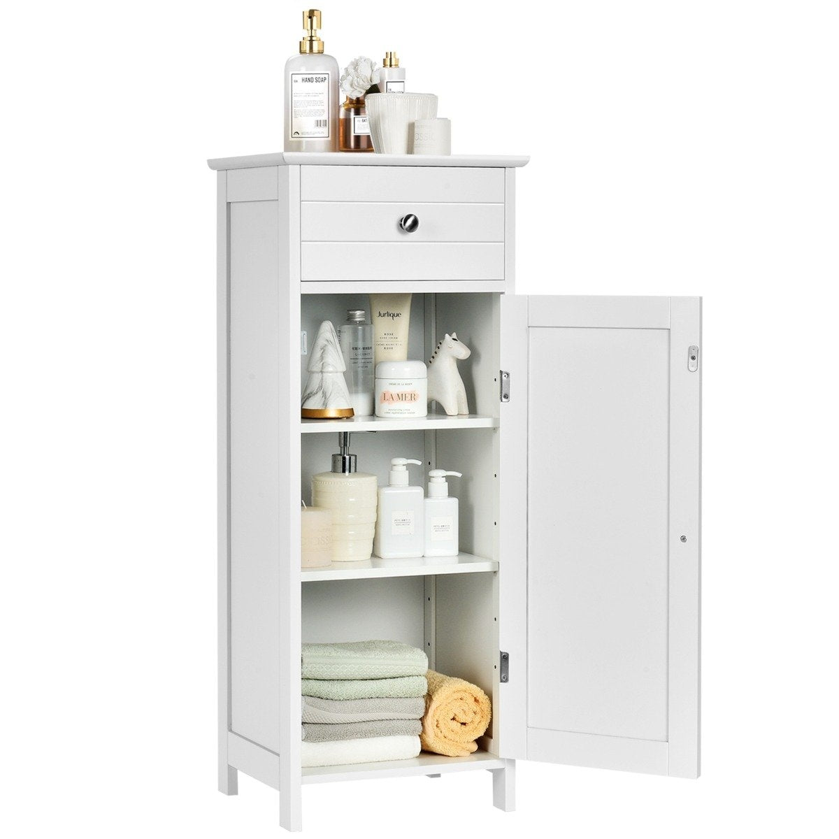 Bathroom Floor Cabinet Freestanding Cabinet with Drawer Bathroom Cabinet 35.6 x 30.5 x 88 cm White
