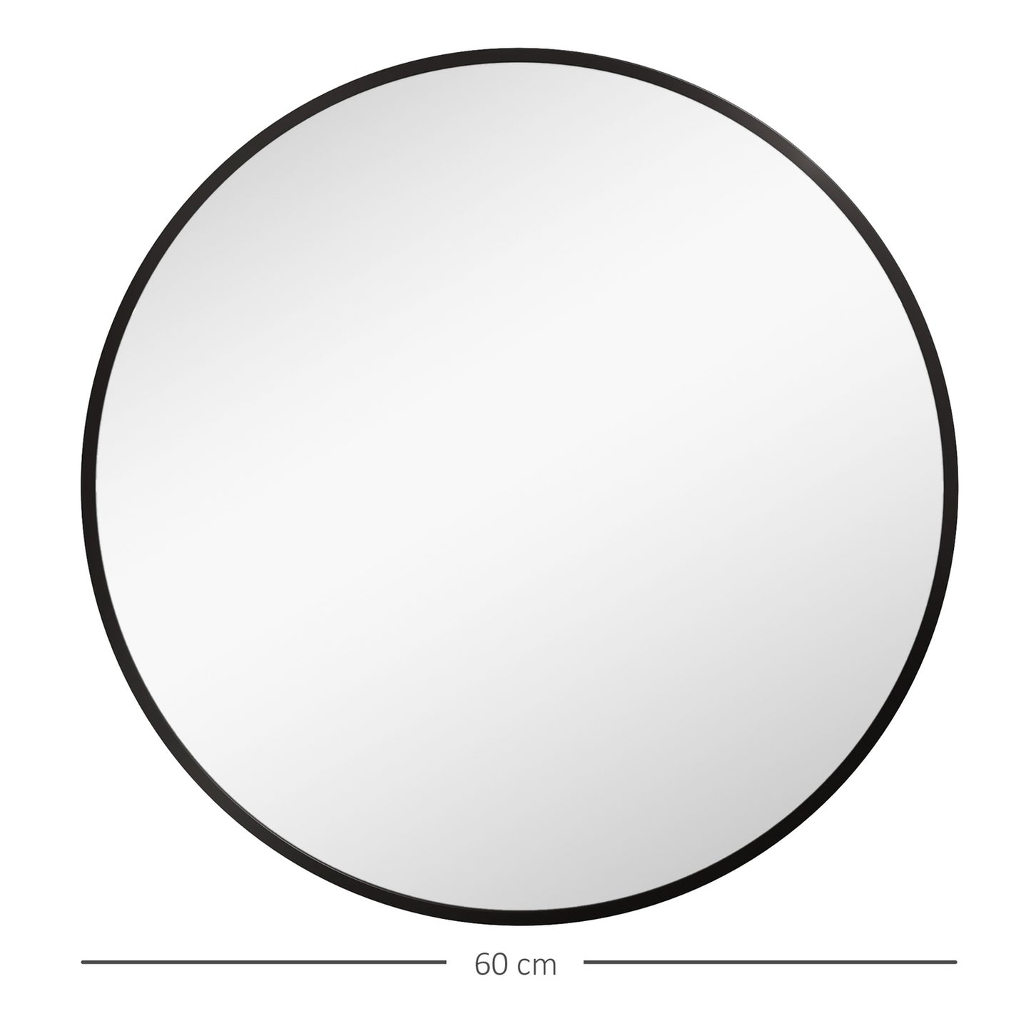 Round black bathroom mirror, aluminum frame, Ø60 cm