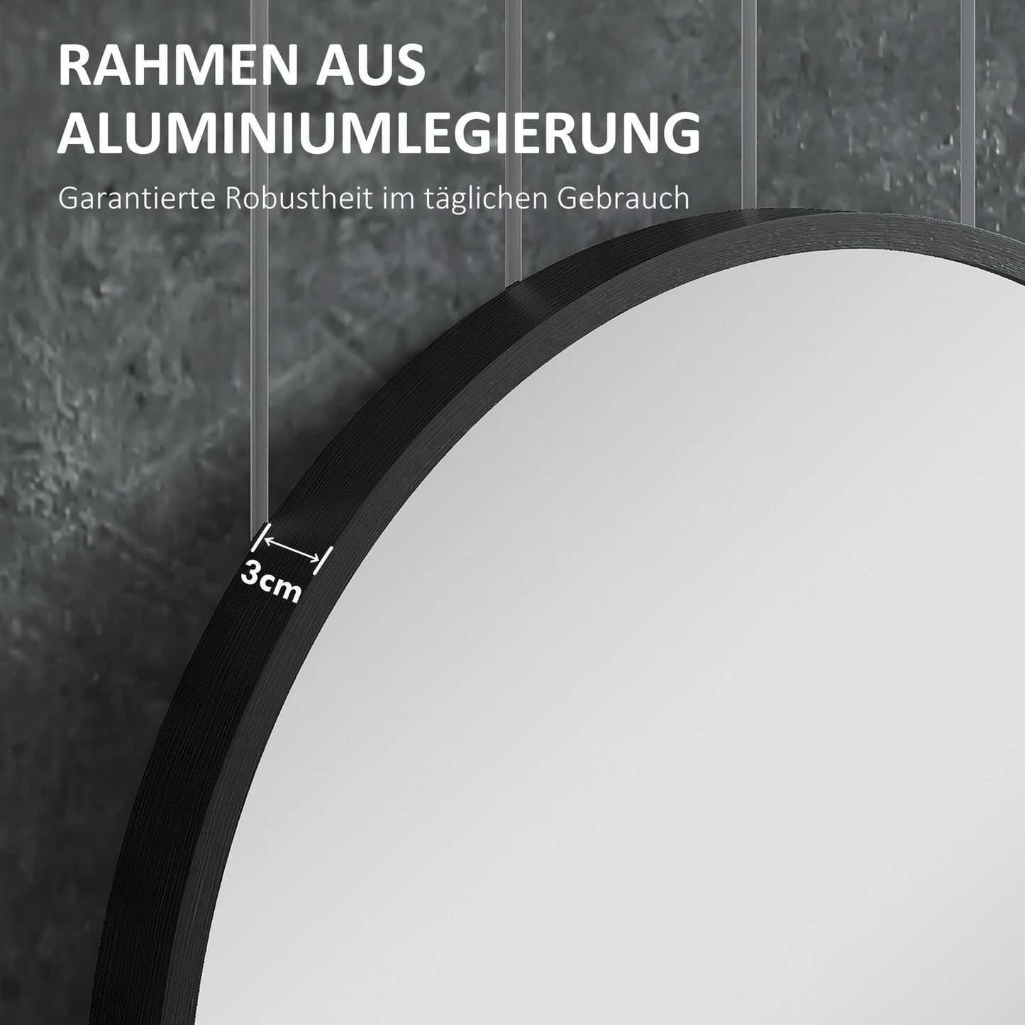 Oval bathroom mirror, 60x90 cm, black aluminum frame