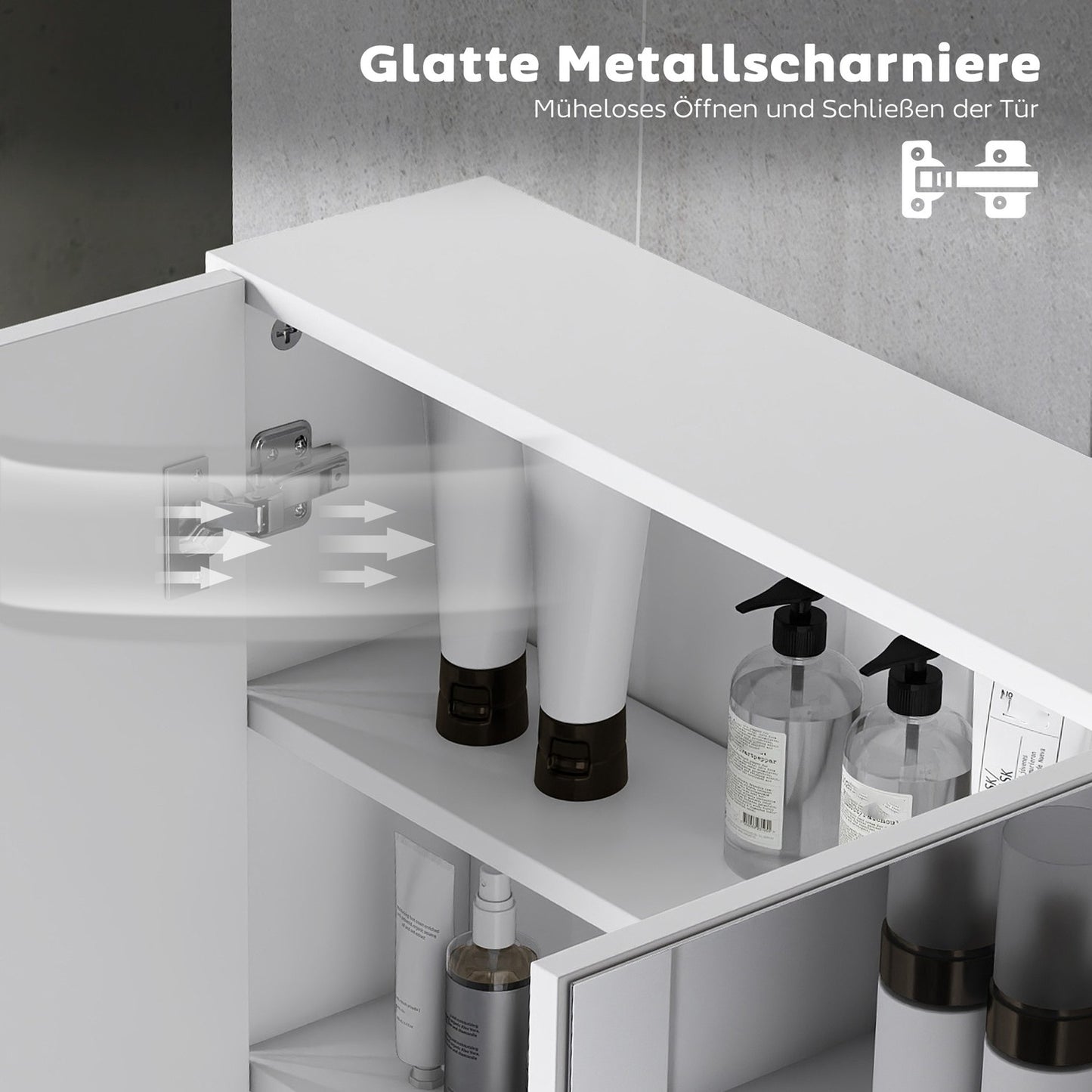 Bathroom Mirror Cabinet, 3 Doors, Wall-Mounted, White, 90x15.5x60 cm