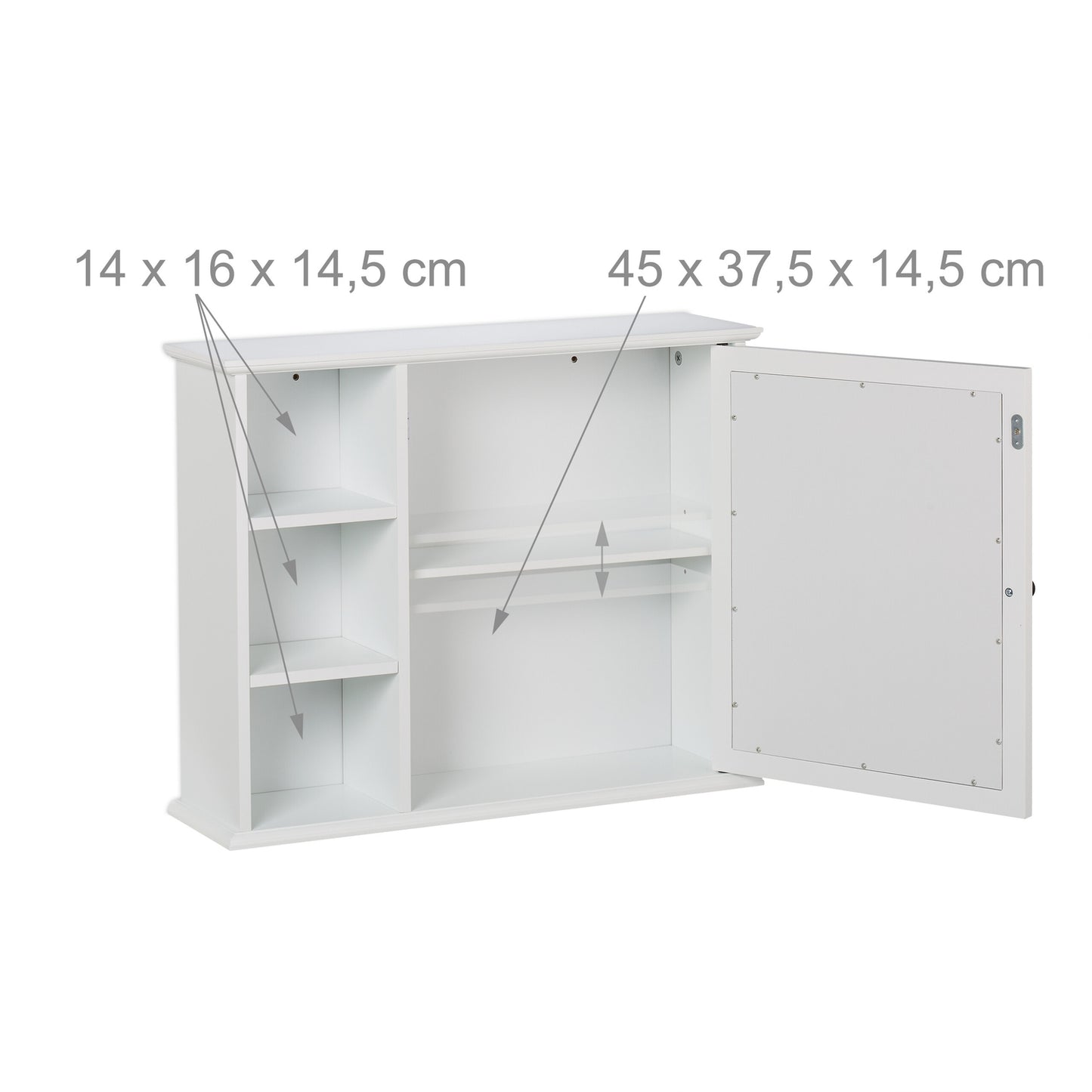 Bathroom Mirror Cabinet, White, 5 Shelves