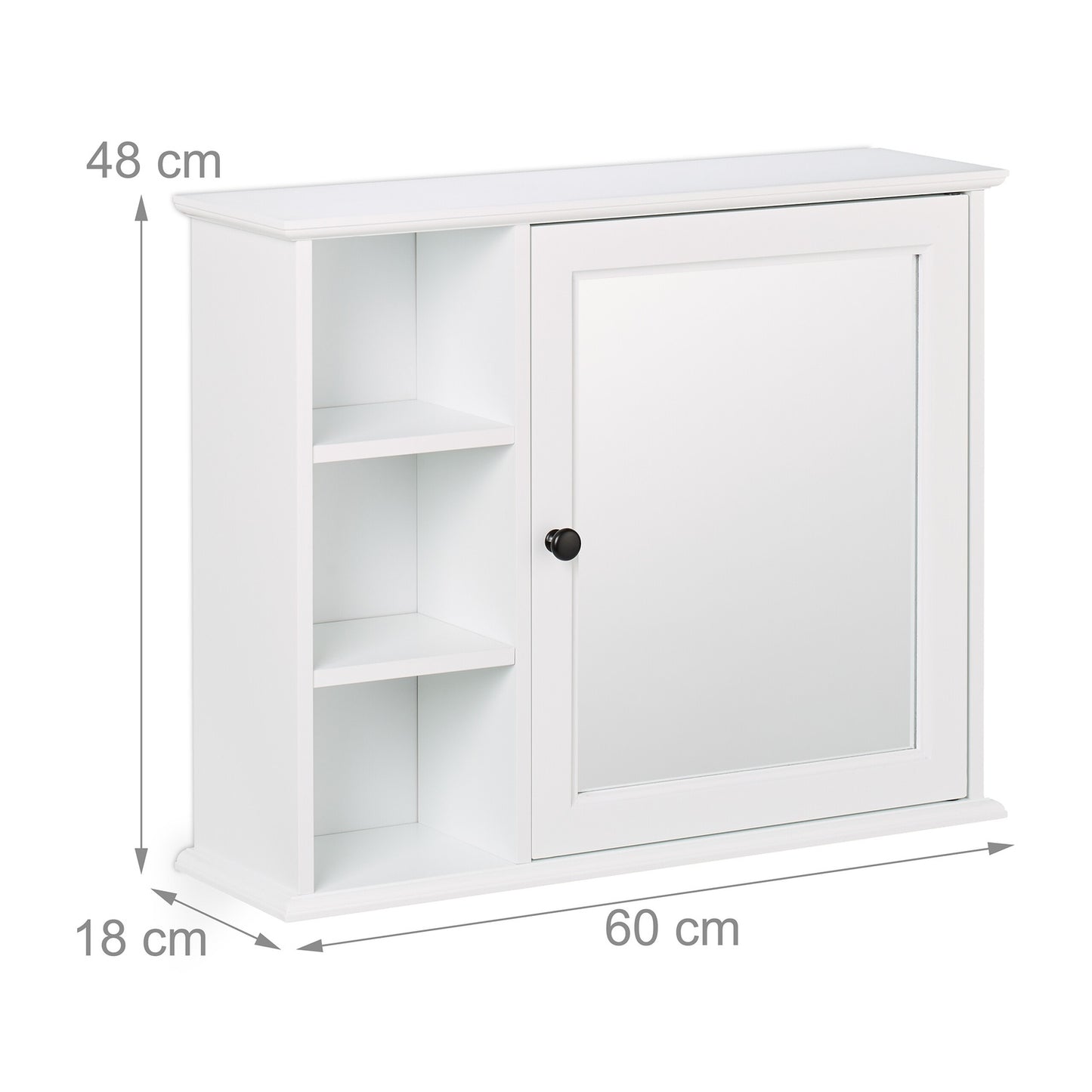 Bathroom Mirror Cabinet, White, 5 Shelves