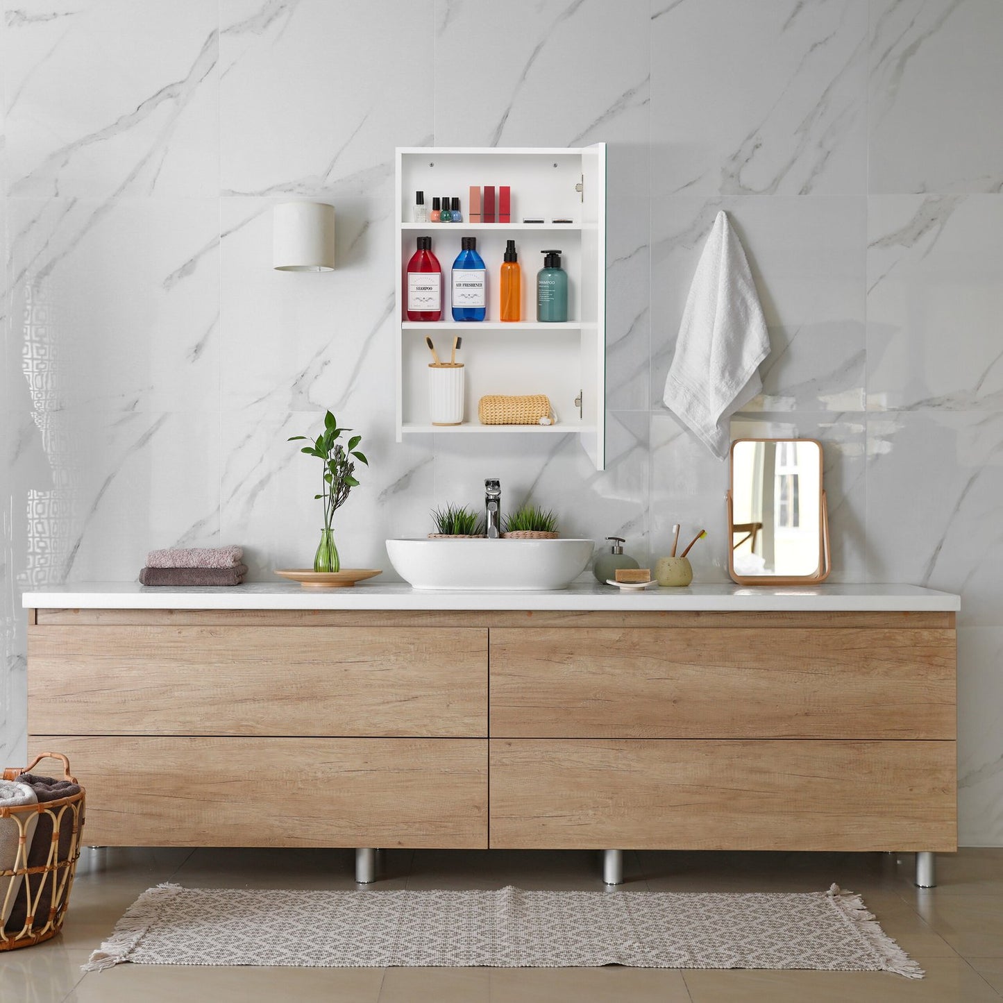 Bathroom Mirror Cabinet with Adjustable Shelf