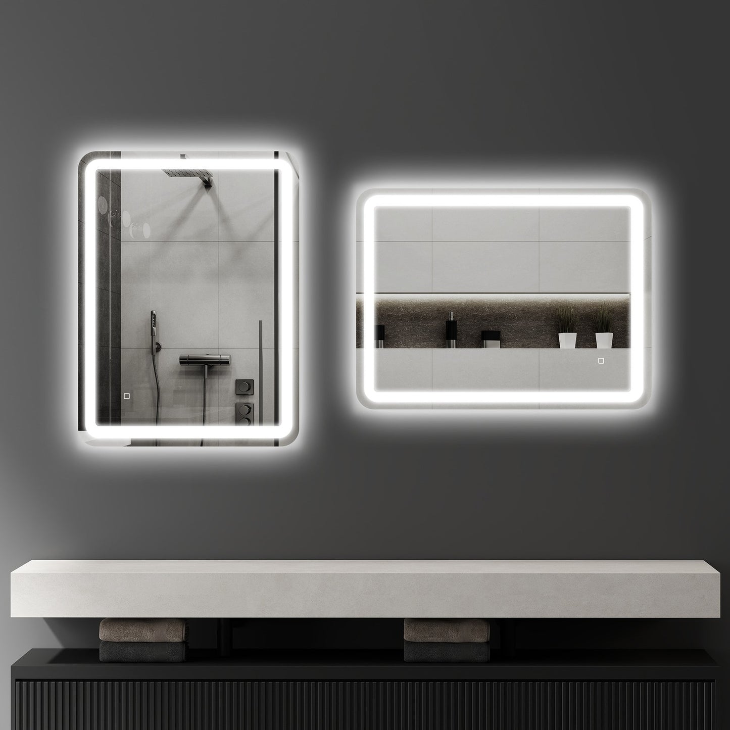 Bathroom Mirror, LED, Anti-Fog, Touch Control, 60x80 cm