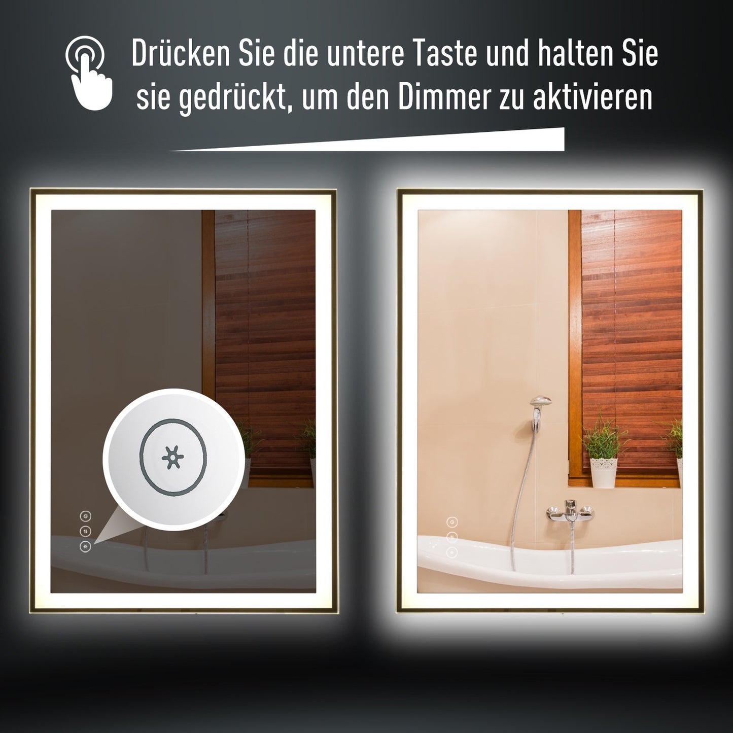 LED bathroom mirror - anti-fog, touch switch, 3 colors