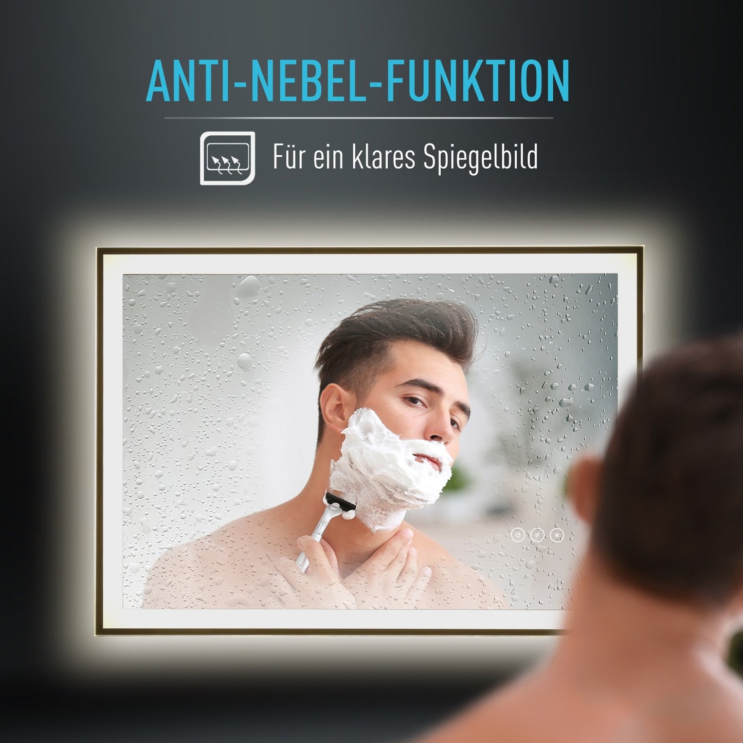 LED bathroom mirror - anti-fog, touch switch, 3 colors