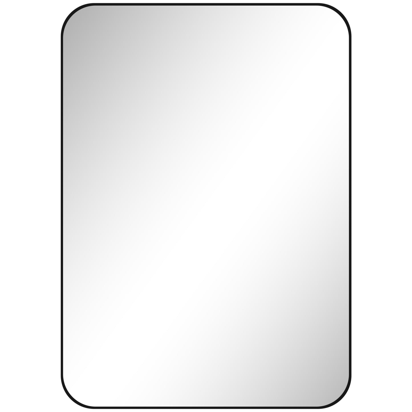 Bathroom Mirror, Safety Film, Metal Frame, 50x70 cm, Black