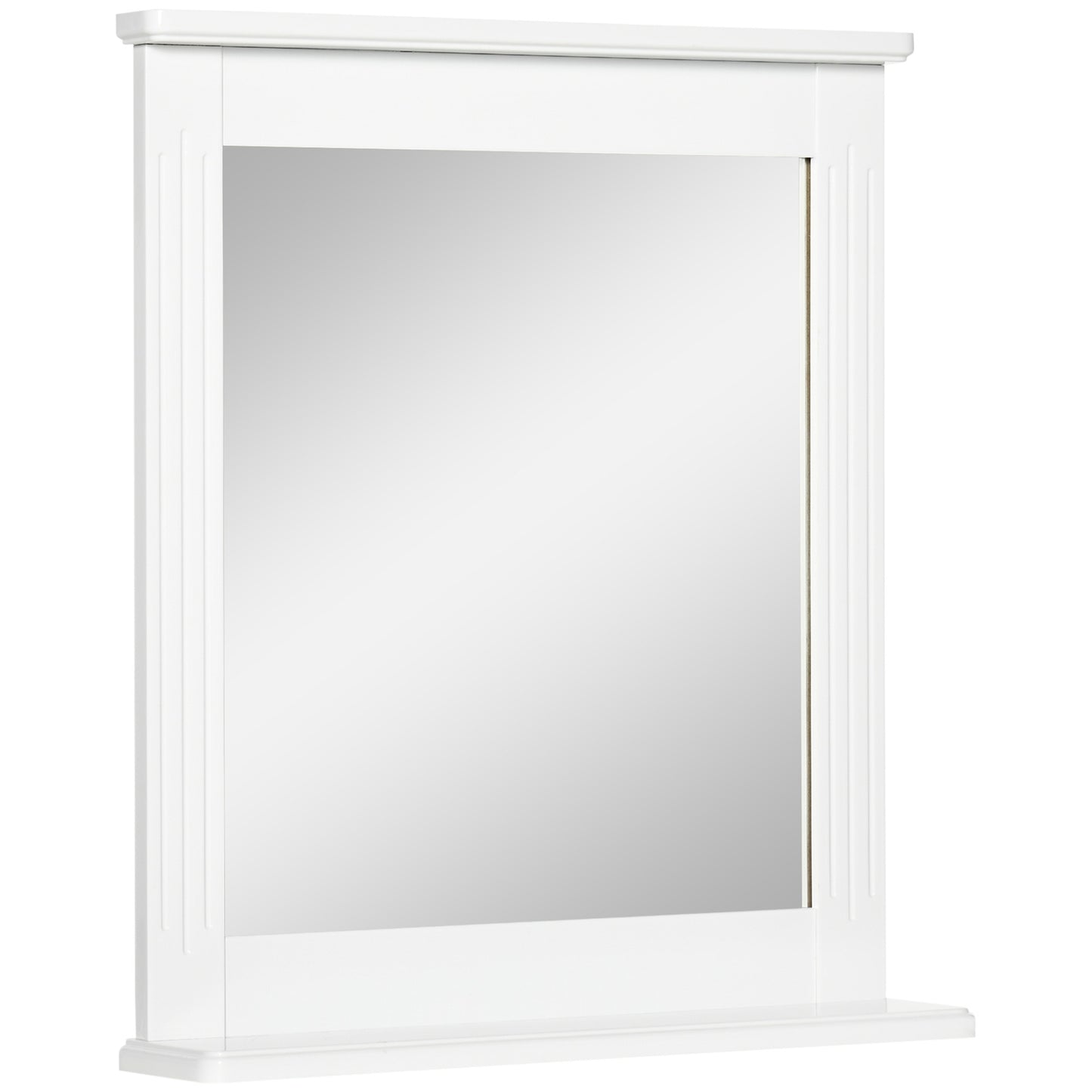 Bathroom wall mirror with shelf, Modern White 55x12x64cm