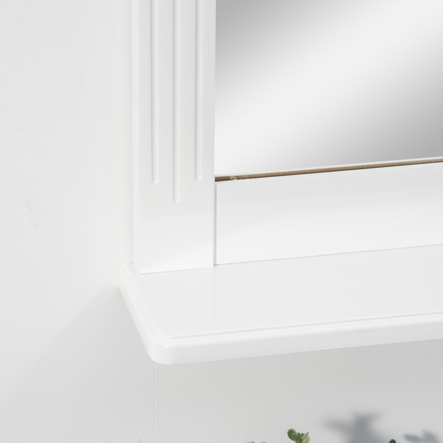 Bathroom wall mirror with shelf, Modern White 55x12x64cm
