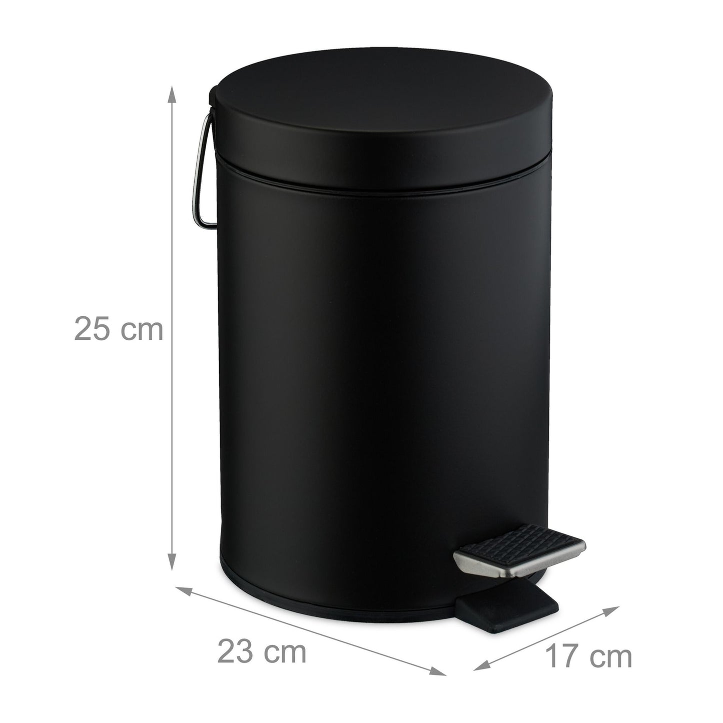 Bathroom Pedal Bin, 3L Matte Metal