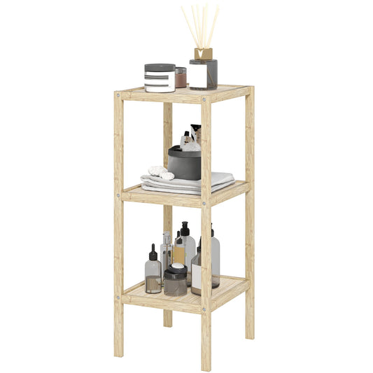 Bamboo 3-tier bathroom shelf - natural wood, 33x31x78 cm