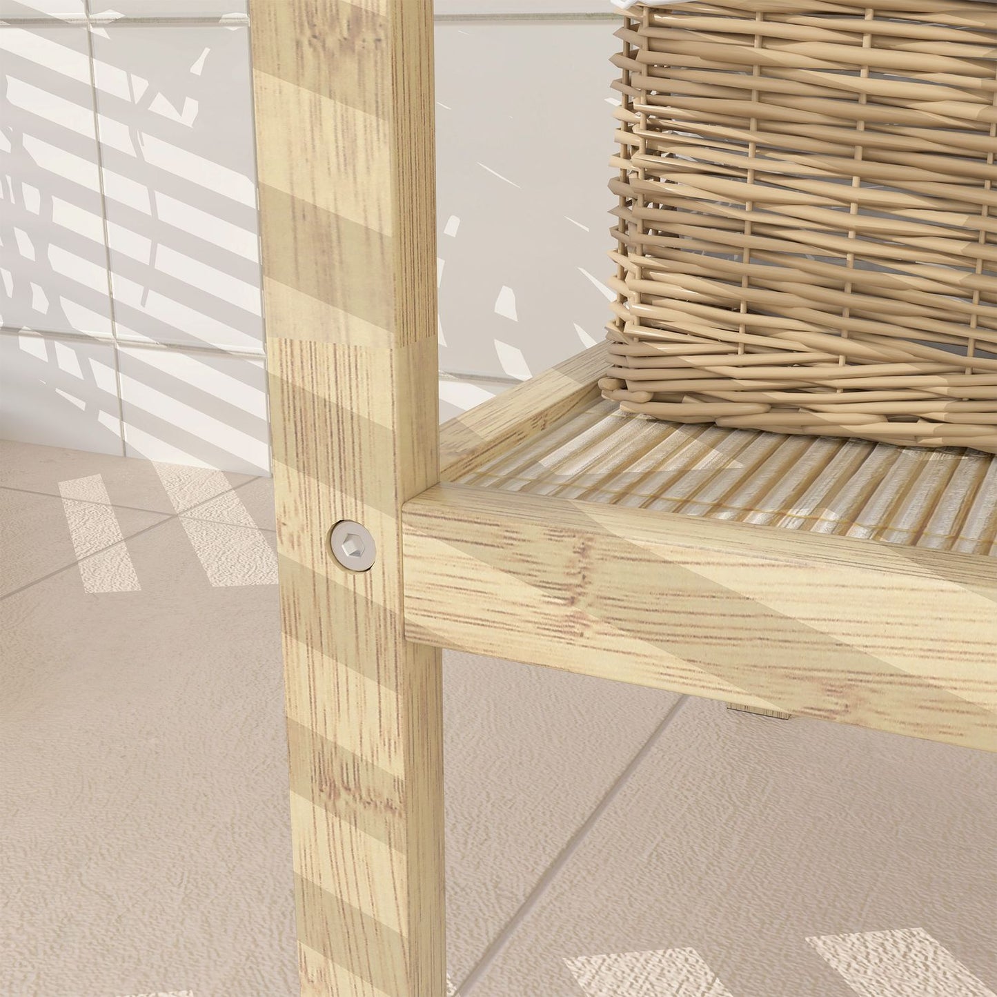 Bamboo 3-tier bathroom shelf - natural wood, 33x31x78 cm