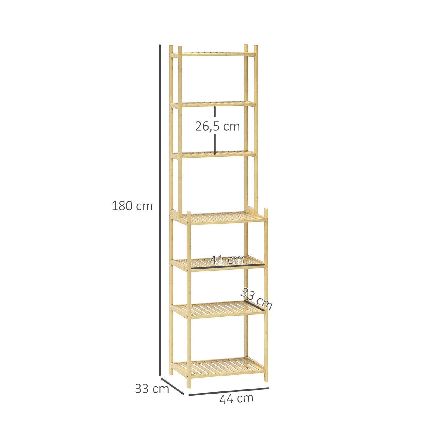 Bamboo Bathroom Shelf - 7-Tier Freestanding Storage Organizer