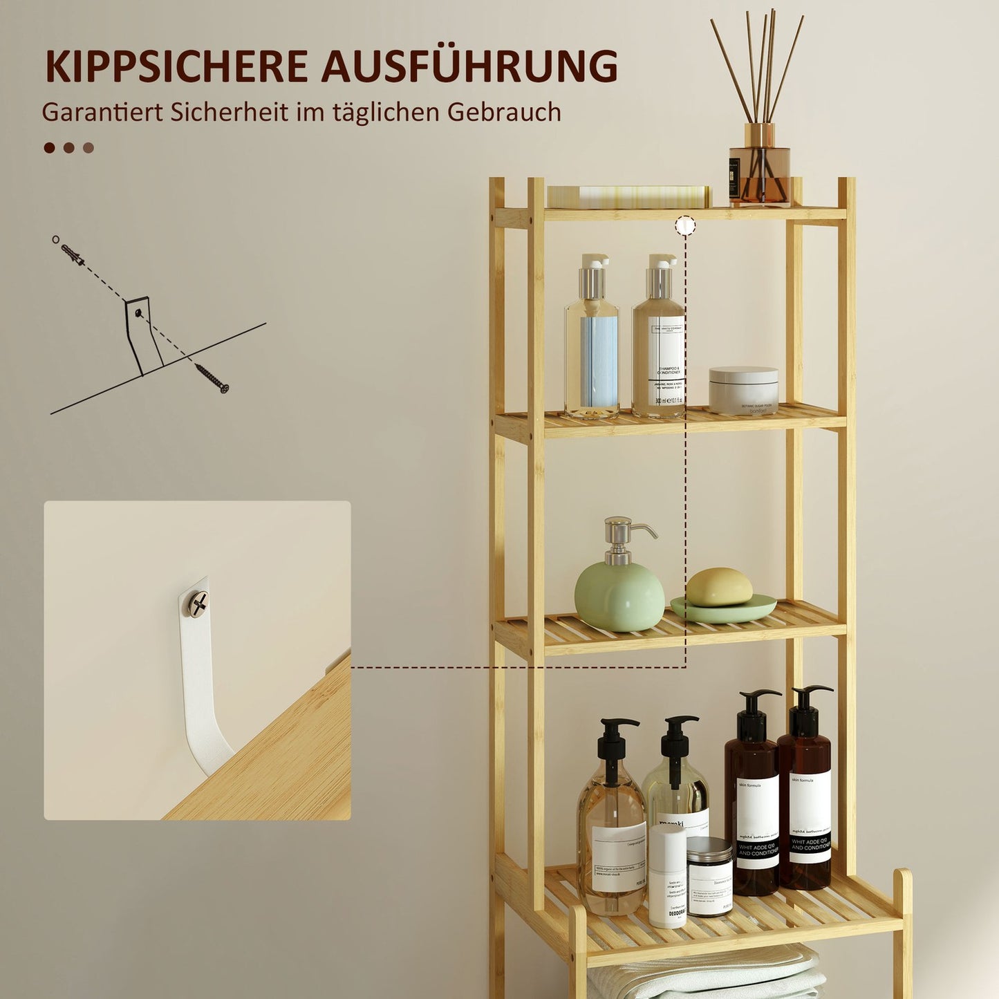 Bamboo Bathroom Shelf - 7-Tier Freestanding Storage Organizer