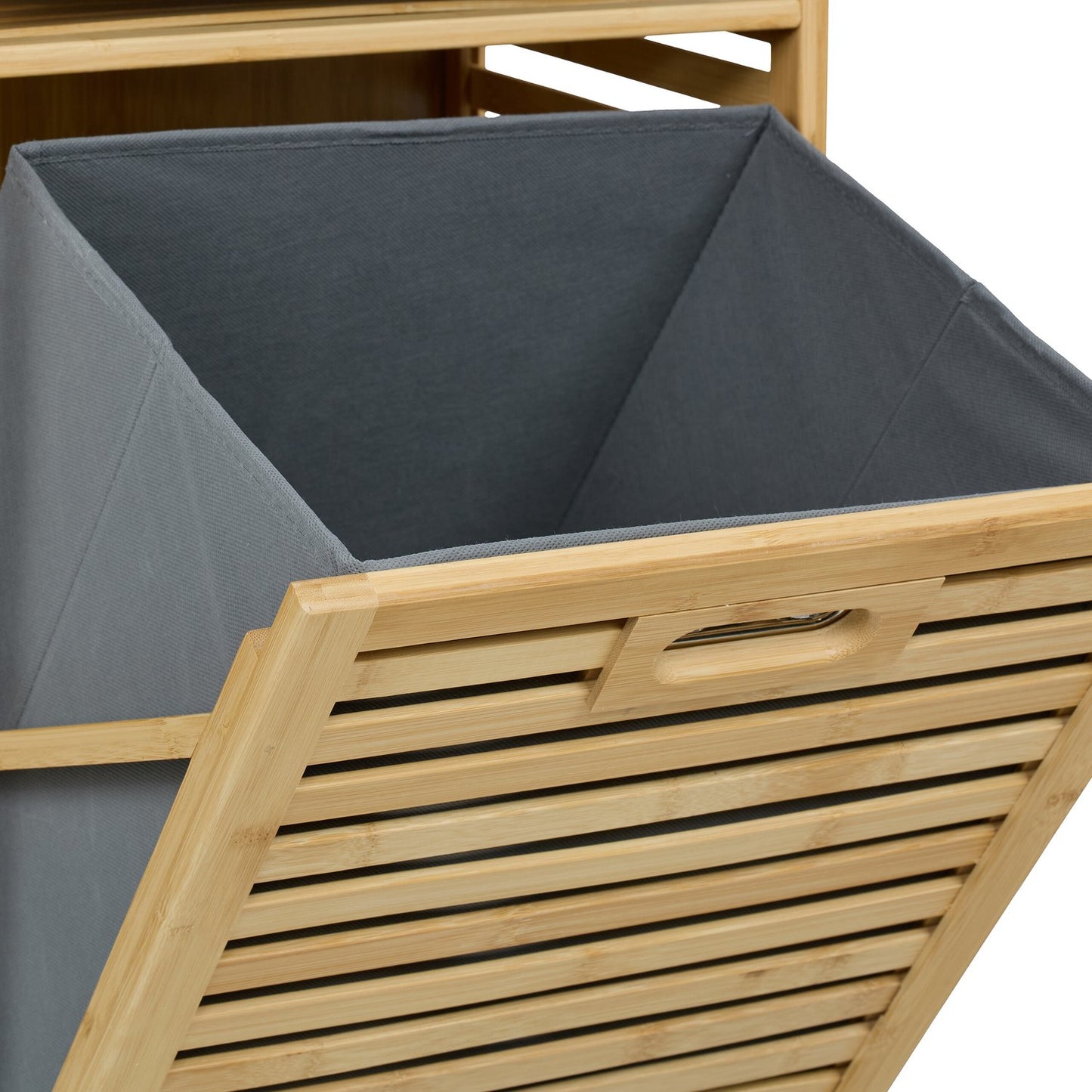 Bathroom Shelf with Laundry Basket and Fabric Drawer