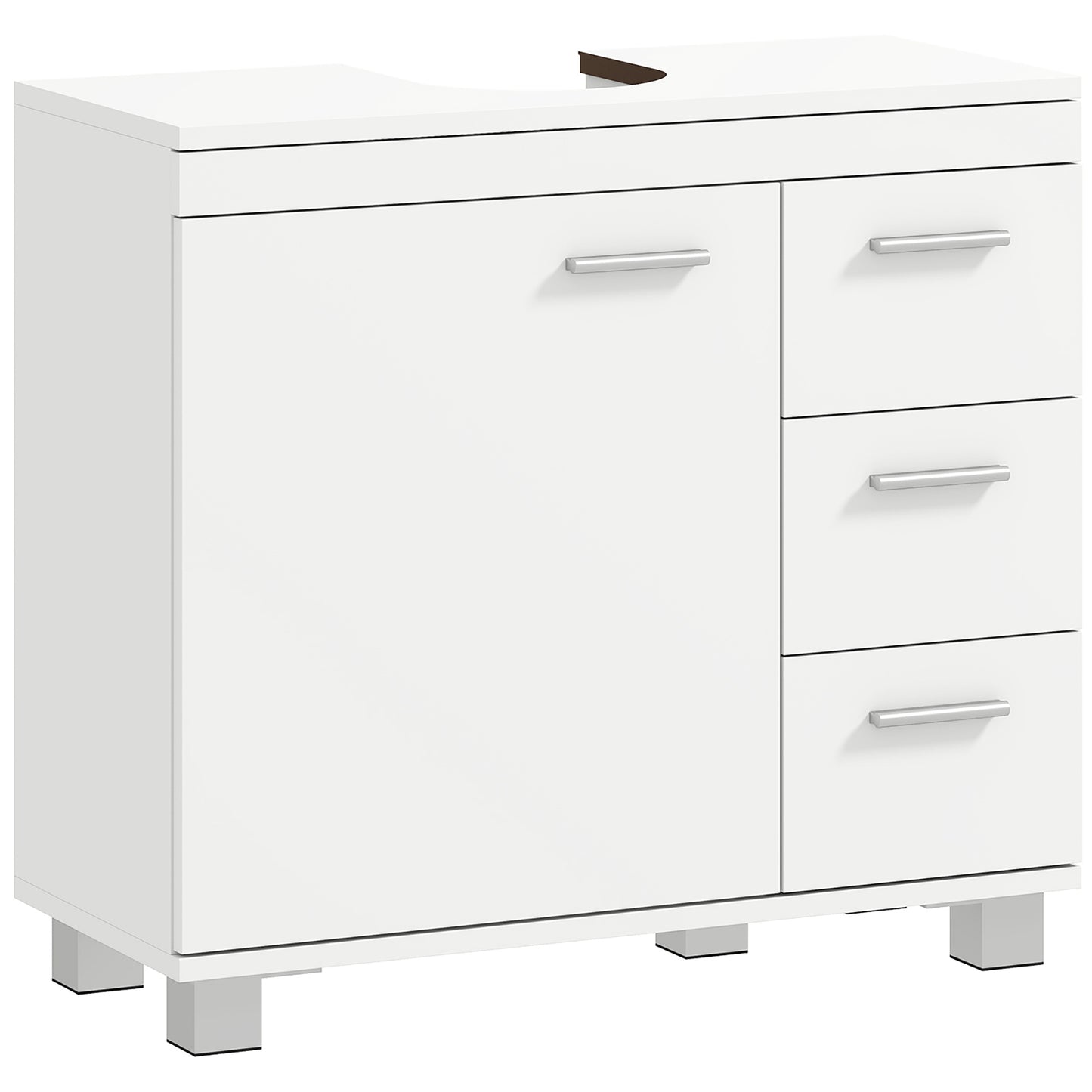 Bathroom Sink Cabinet, MDF, 2 Shelves, 3 Drawers, White