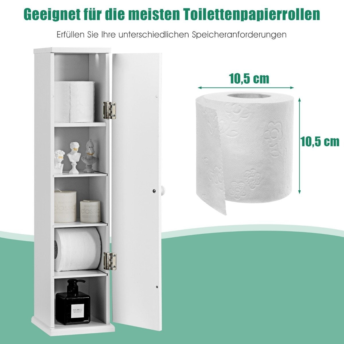 Bathroom Storage Cabinet with 3 Adjustable Shelves, White