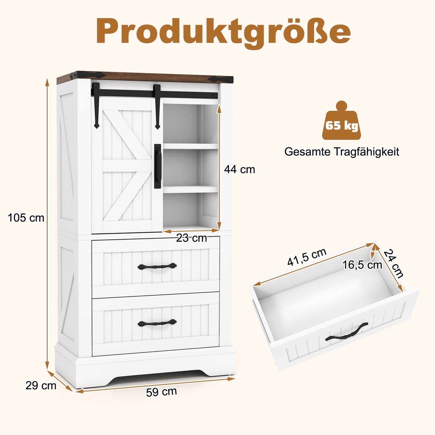 Bathroom Storage Cabinet with Sliding Barn Door, Adjustable Shelves