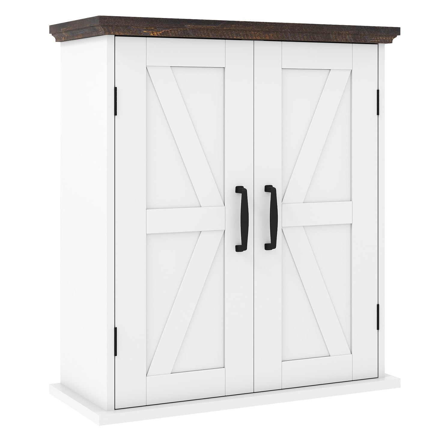 Bathroom Wall Cabinet, 2 Doors, Adjustable Shelves, White