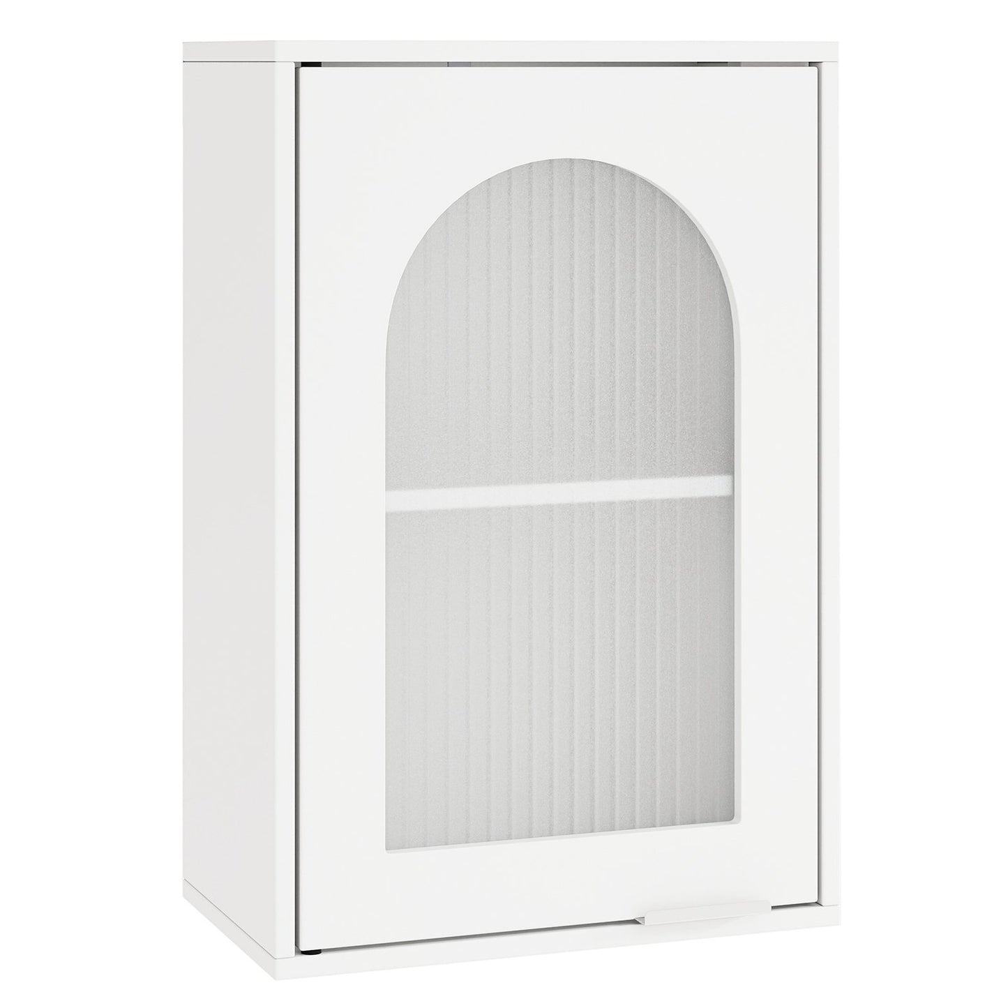 Bathroom Wall Cabinet with Glass Door, Adjustable Shelf, White