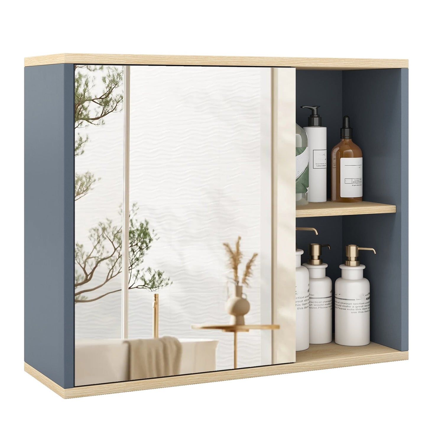 Bathroom Wall Cabinet with Mirror & Adjustable Shelf