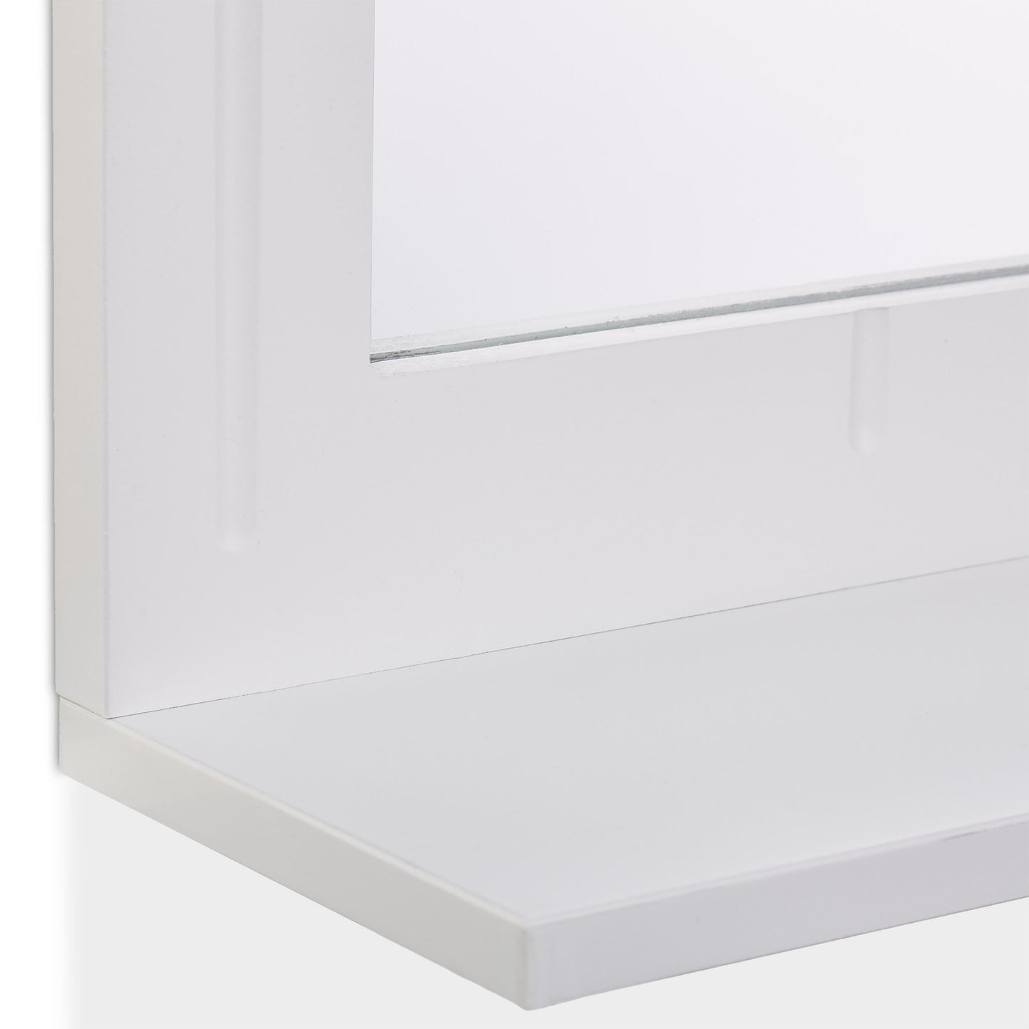 Bathroom Wall Mirror with Shelf – White Frame