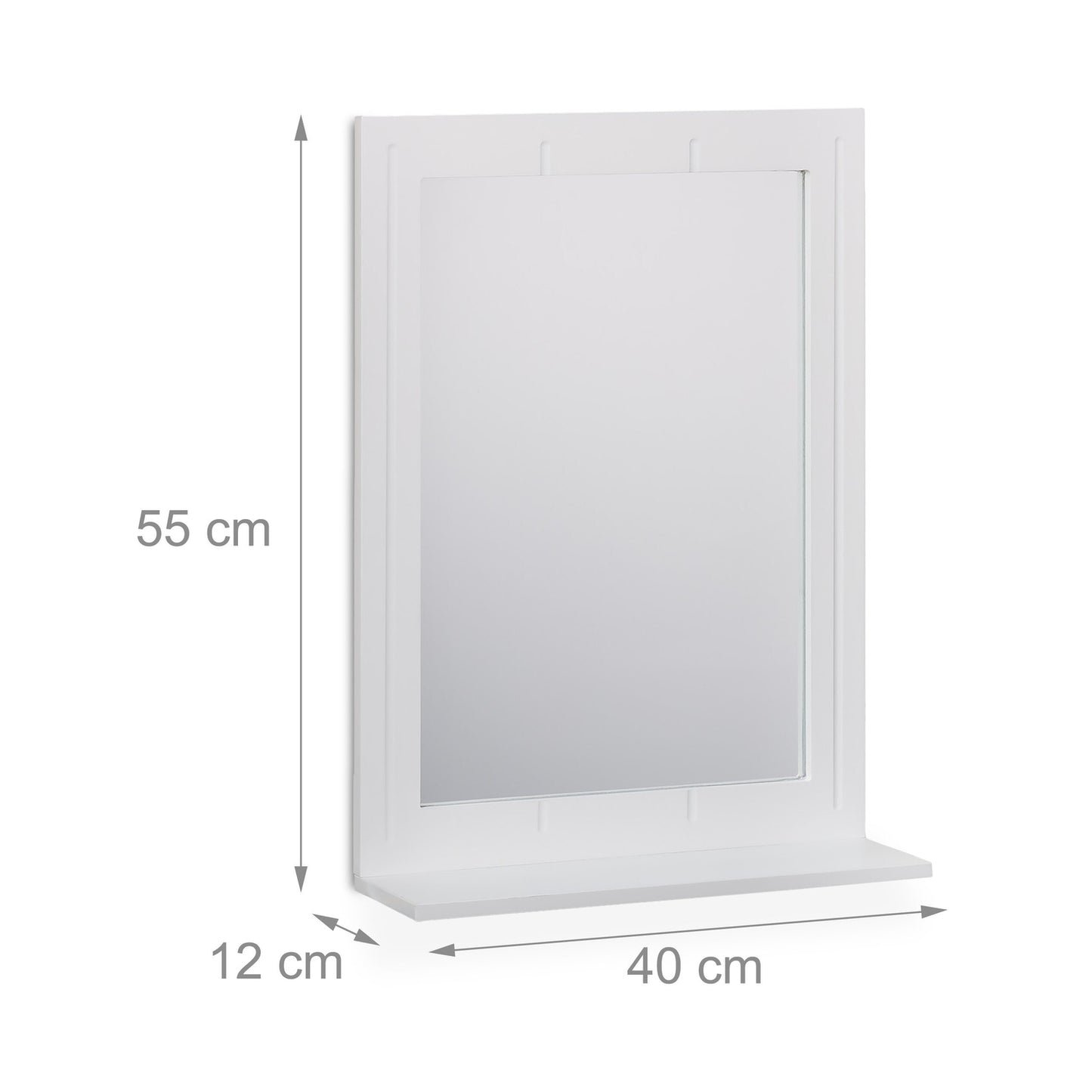 Bathroom Wall Mirror with Shelf – White Frame