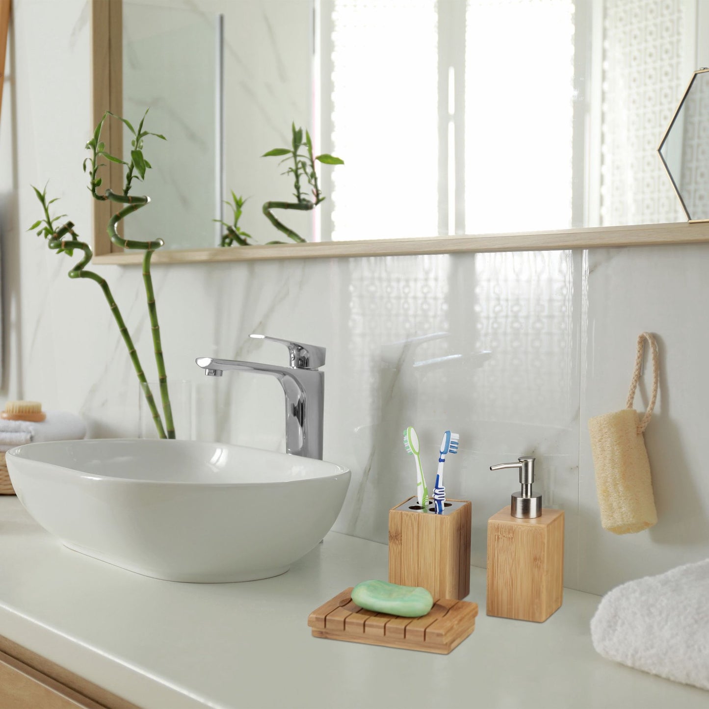 Bathroom accessories Bamboo Set of 3