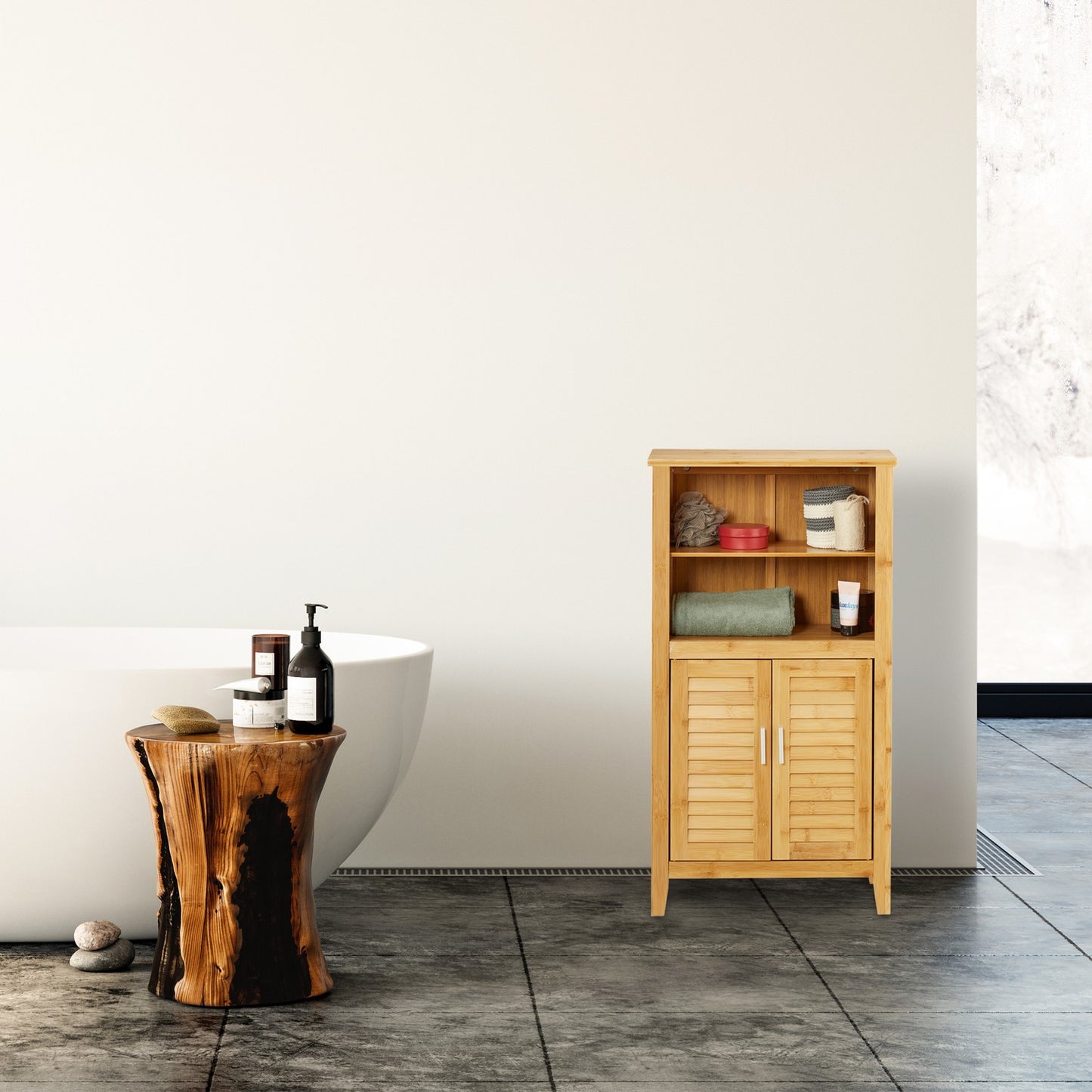 Bathroom cabinet LAMELL bamboo