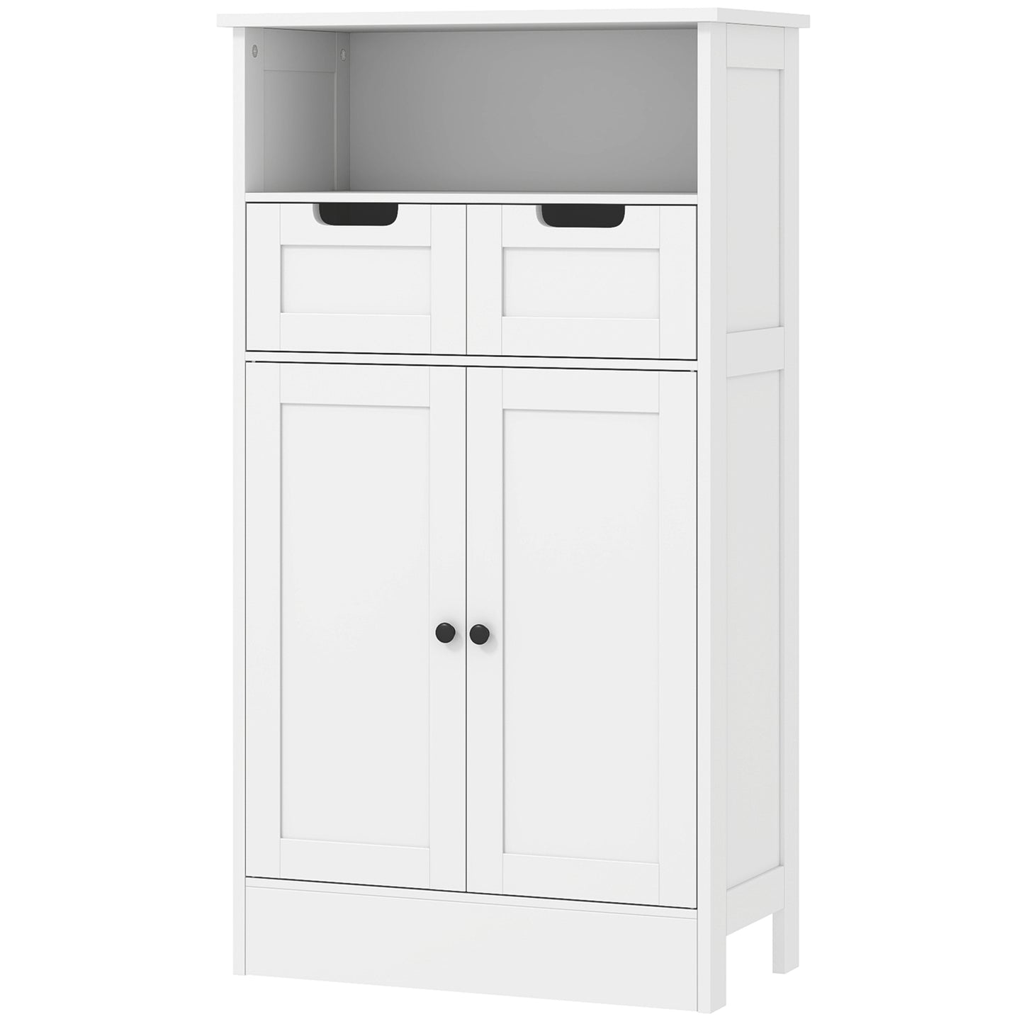 White bathroom storage cabinet, adjustable shelf, 2 drawers