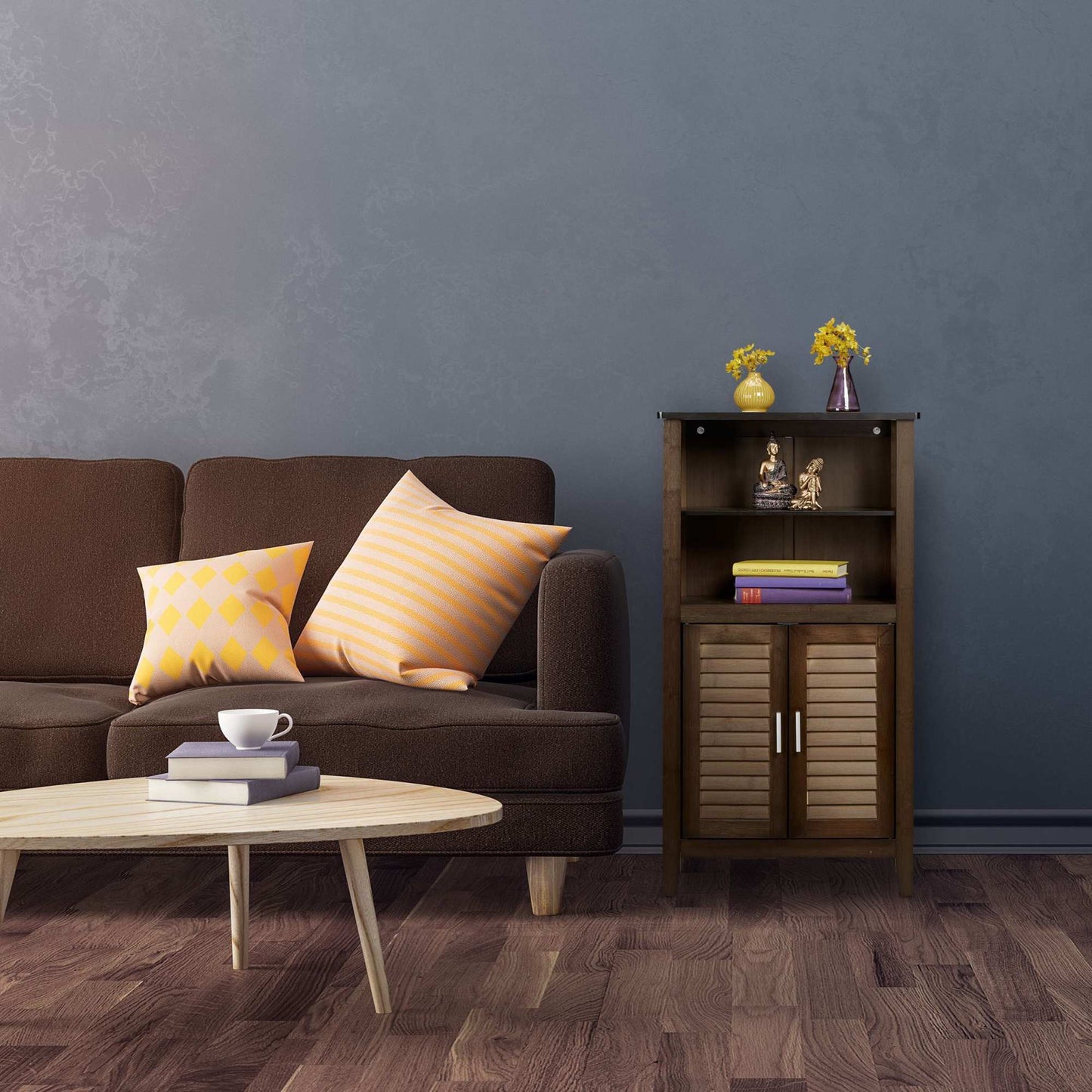 Bathroom cabinet dark brown LAMELL