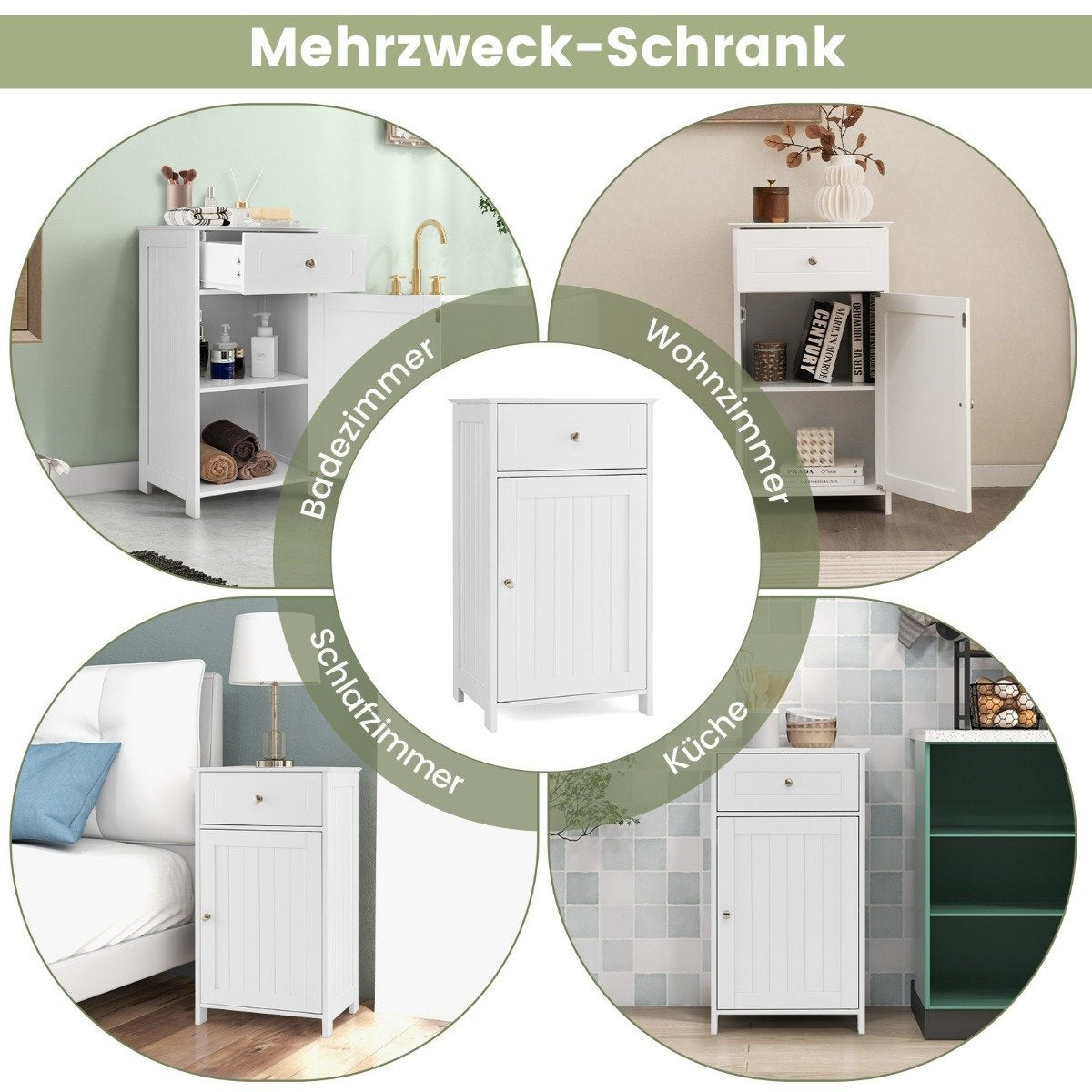 Bathroom cabinet narrow with drawer & door 43 x 34 x 77 cm white