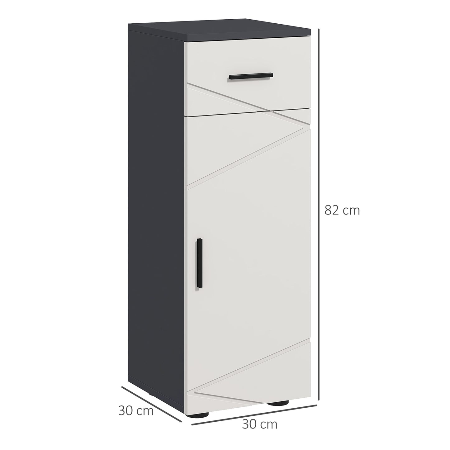 Bathroom storage cabinet, gray, 30 x 30 x 82 cm, adjustable shelves