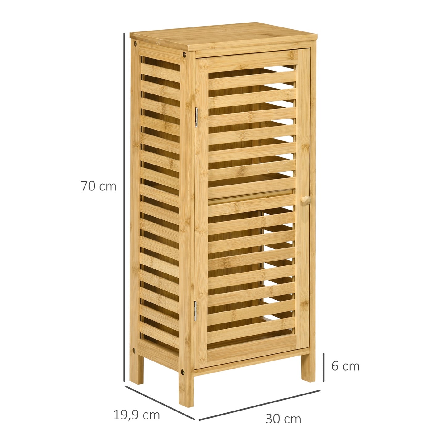 Bathroom side cabinet, slatted door, 2 compartments, 30x20x70 cm