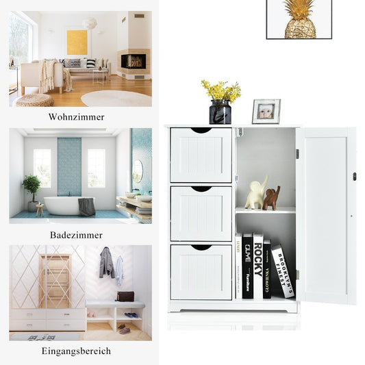 Bathroom cabinet storage cabinet with 3 drawers 60 x 30 x 81 cm white