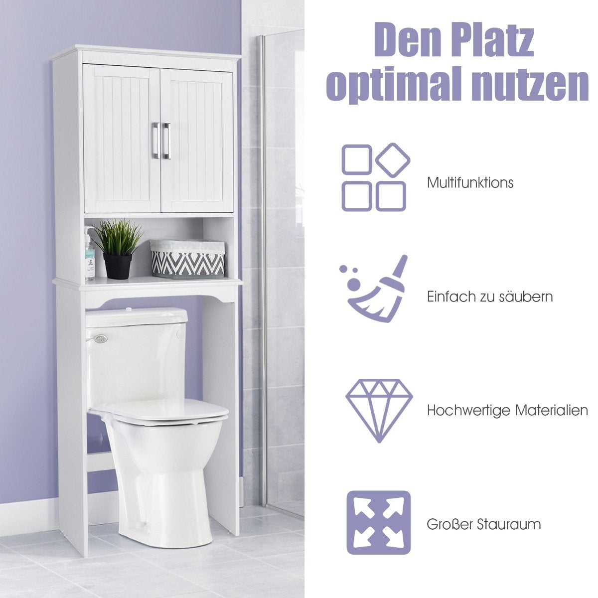 Bathroom cabinet washing machine cabinet with adjustable shelf 63 x 23 x 168 cm