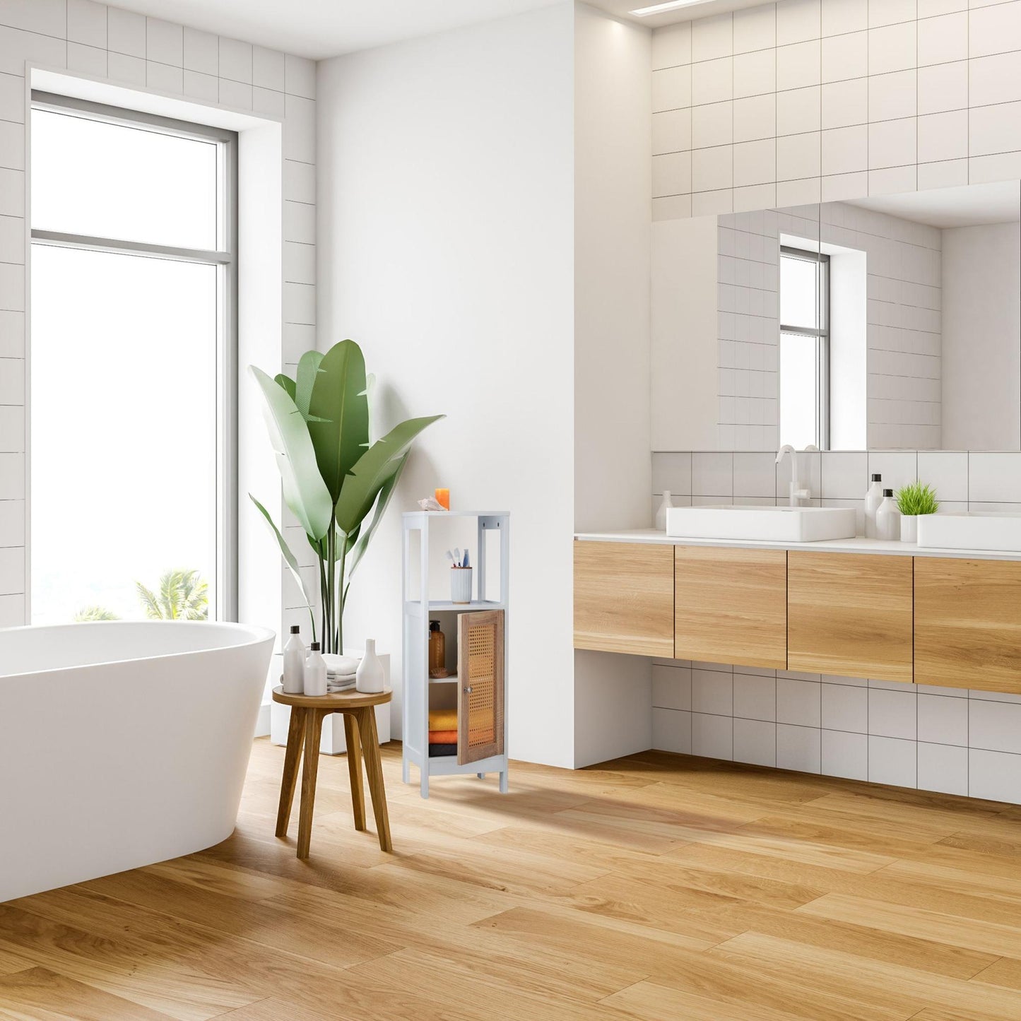 Bathroom cabinet with 3 compartments