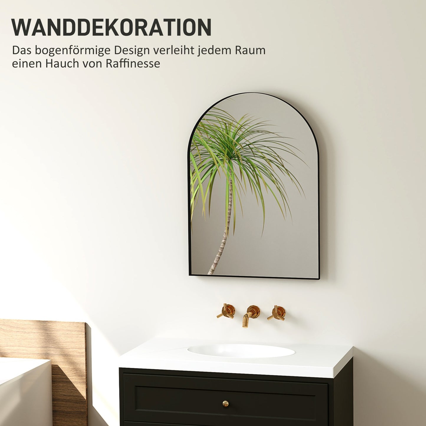 Black bathroom mirror, shatterproof, 50x70 cm aluminum frame