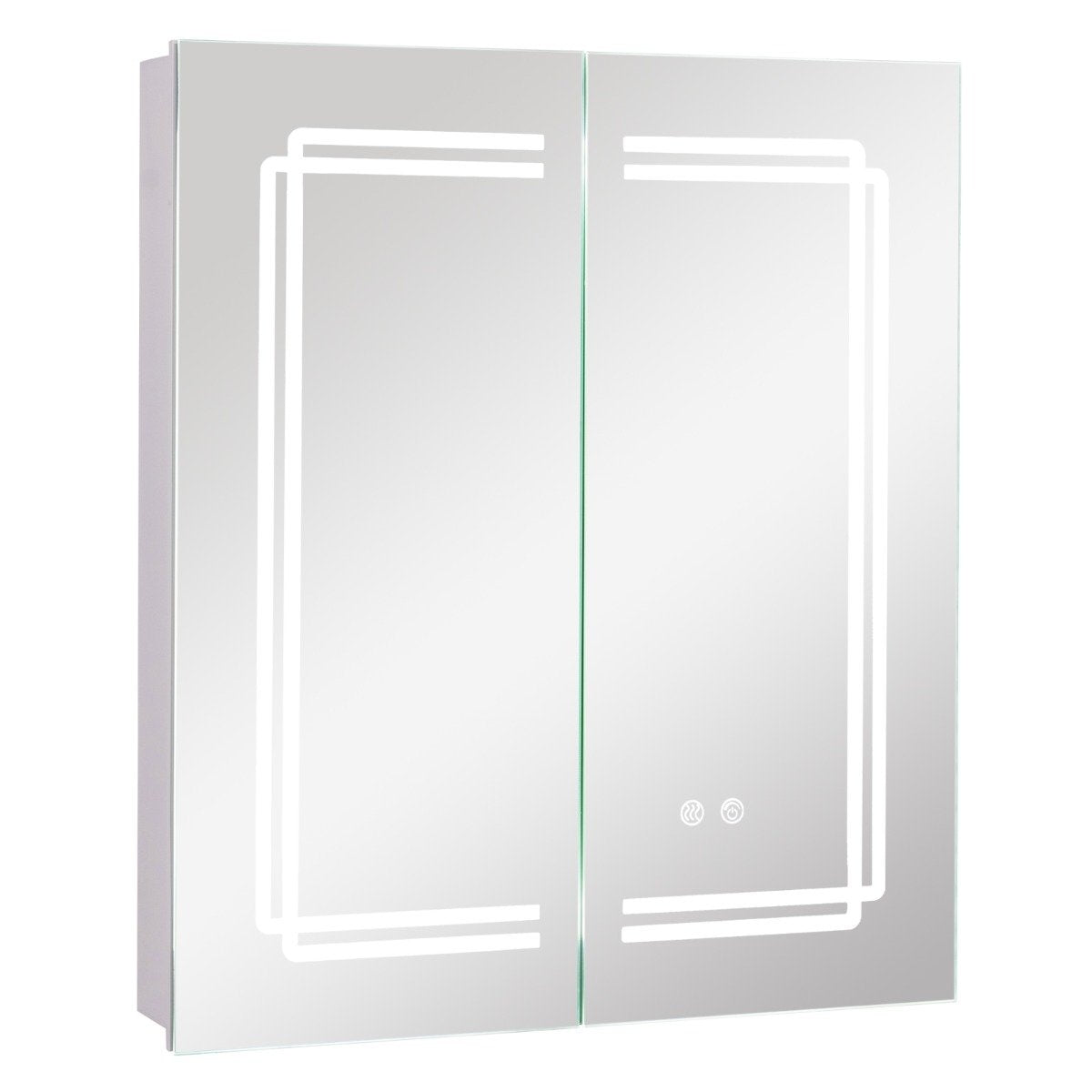 Bathroom mirror cabinet with lighting & 2 sockets & double doors anti-fog wall cabinet
