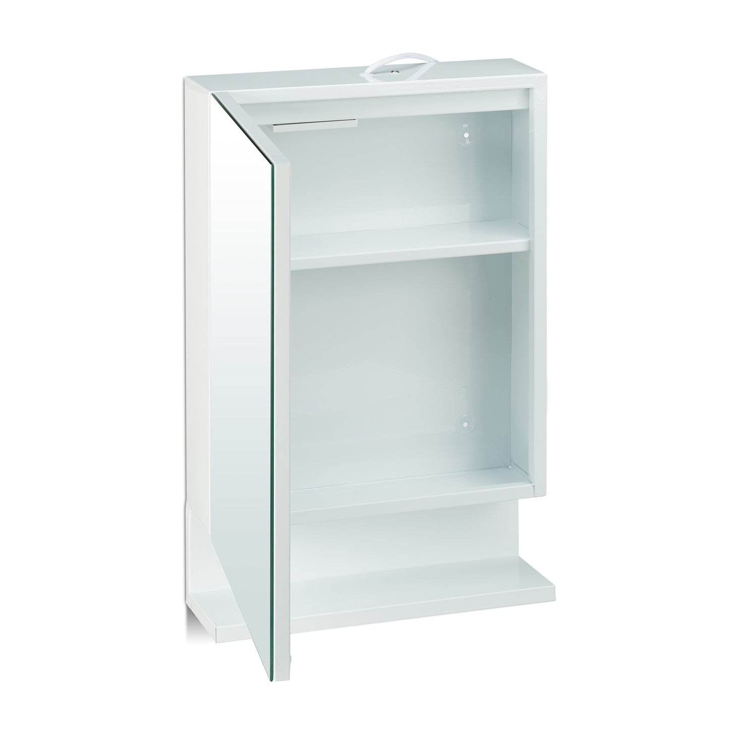 Bathroom mirror cabinet with outlet