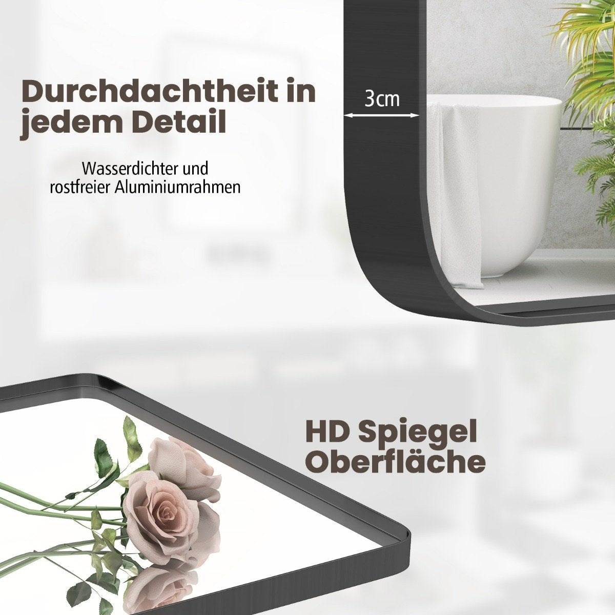 Bathroom mirror hanging mirror explosion-proof wall mirror cosmetic mirror for bathroom 76.5 x 56 x 3 cm silver