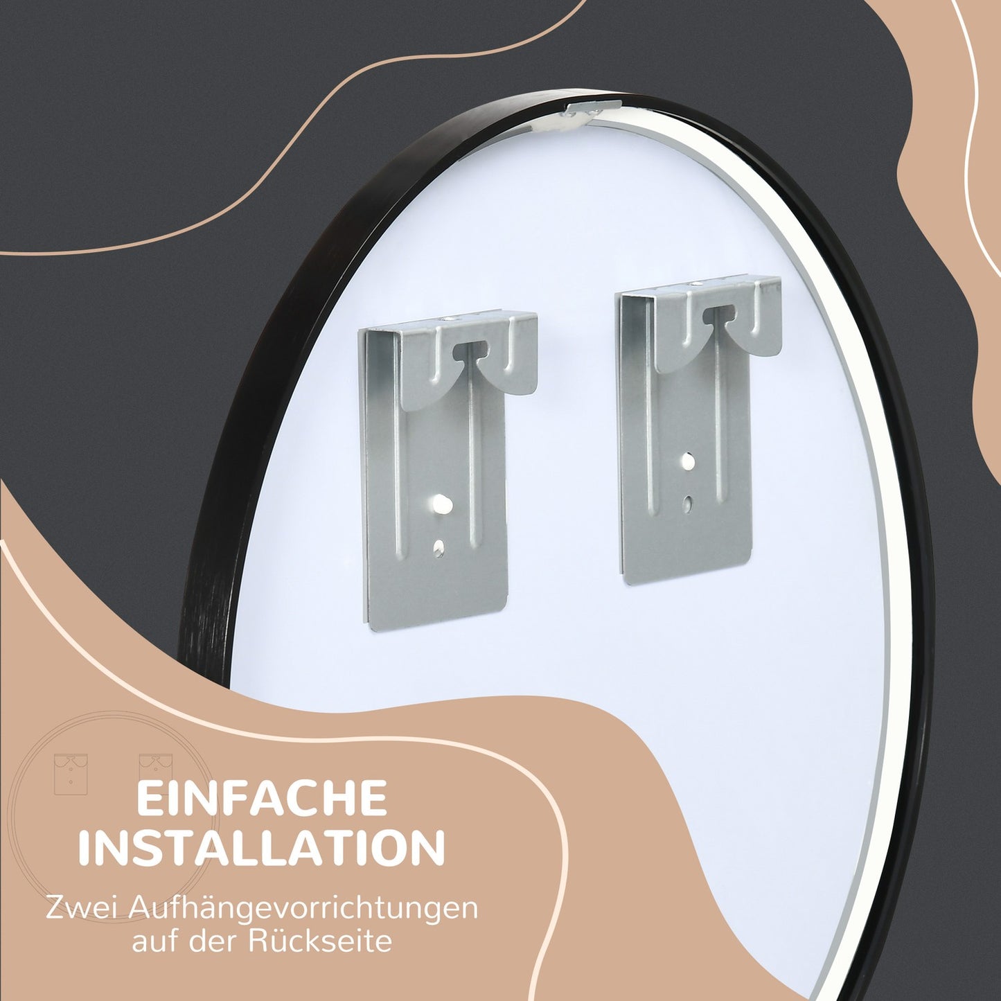 Round black bathroom mirror - Ø50 cm, aluminum frame