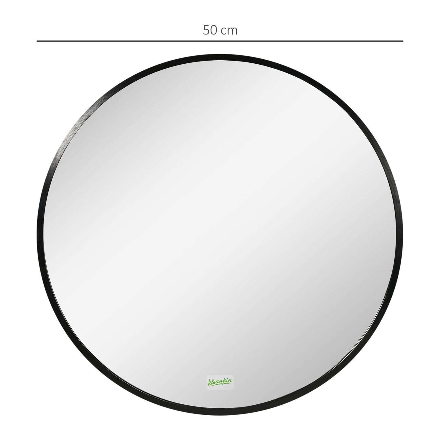 Round black bathroom mirror - Ø50 cm, aluminum frame