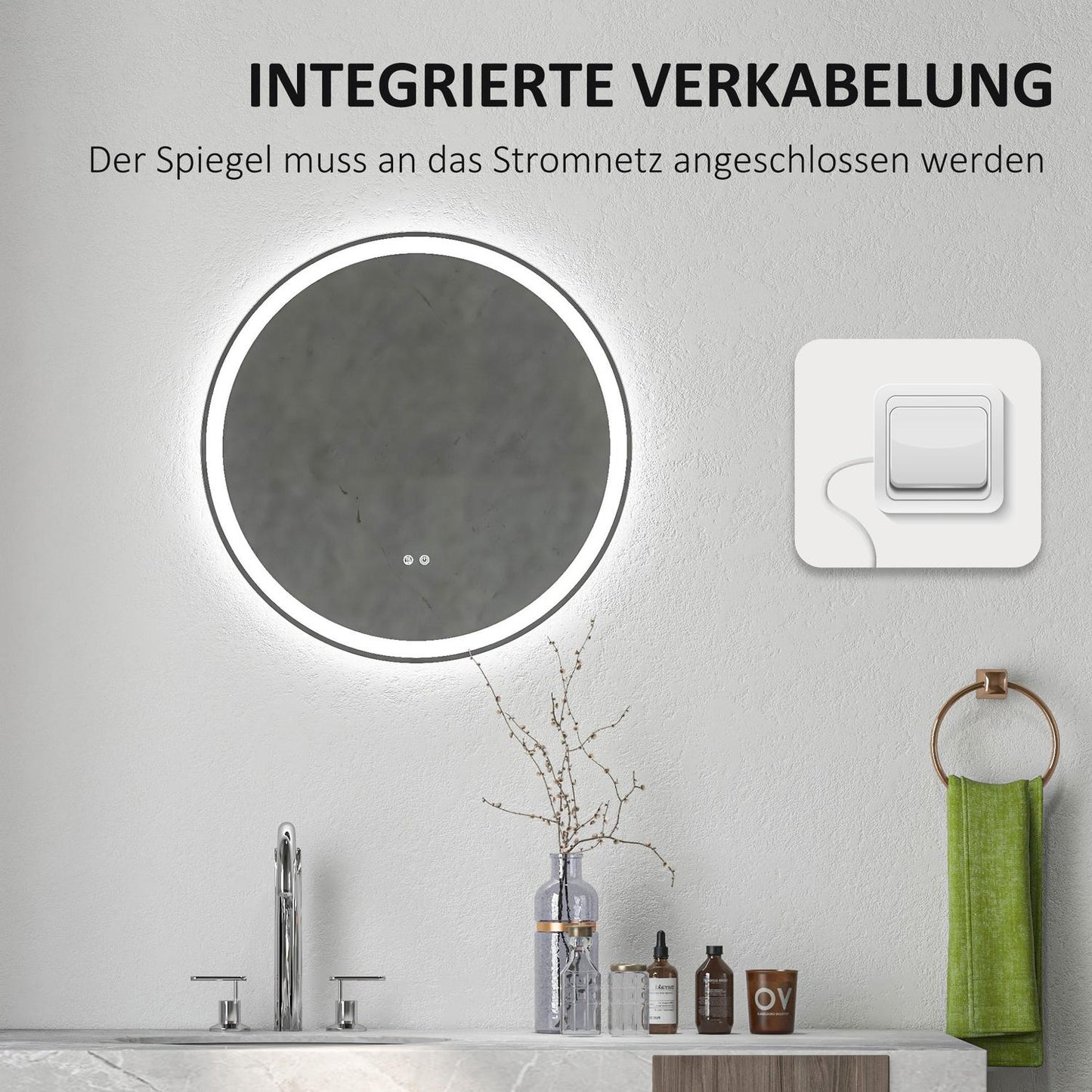Illuminated LED Bathroom Mirror, Anti-Fog, Touch Control