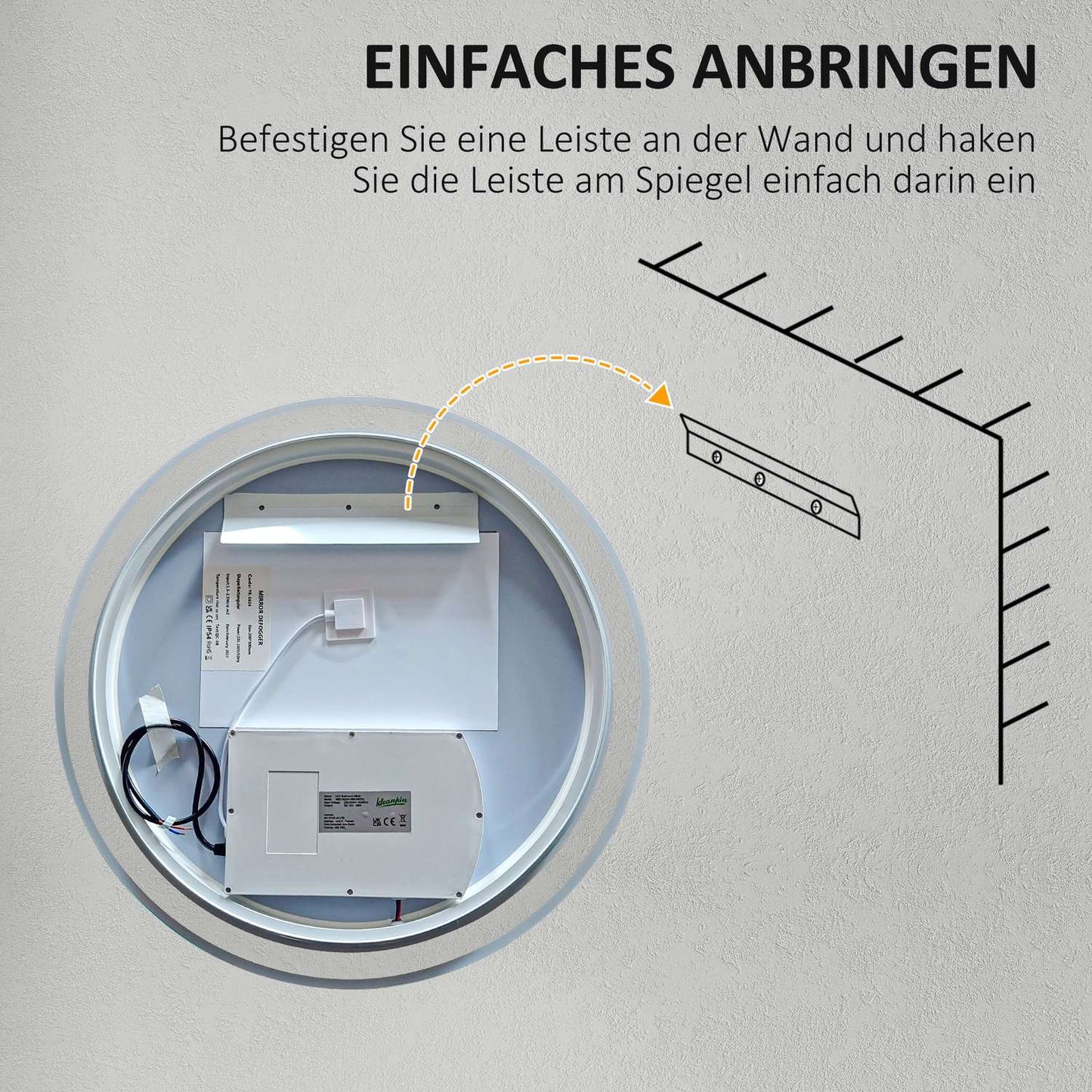 Illuminated LED Bathroom Mirror, Anti-Fog, Touch Control