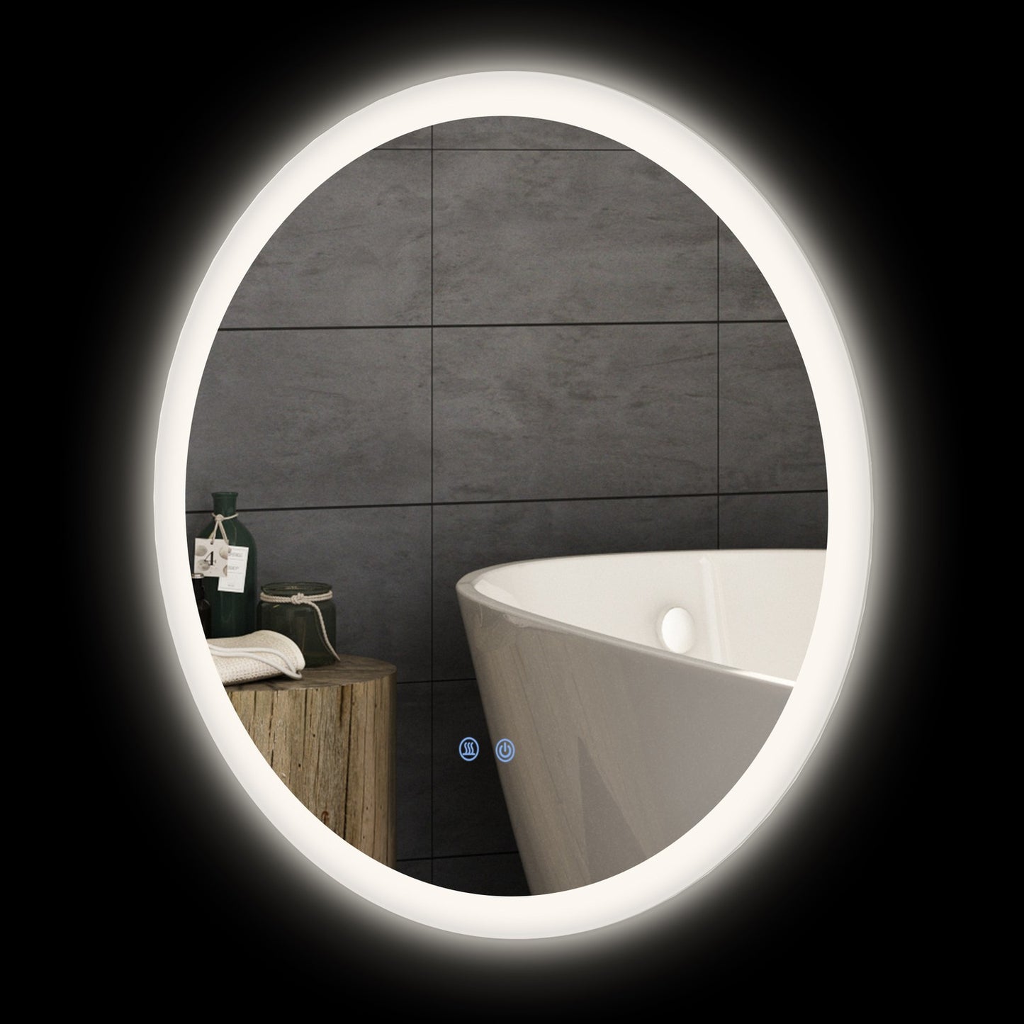Bathroom mirror 60cm, LED lighting, Touch & Anti-Fog