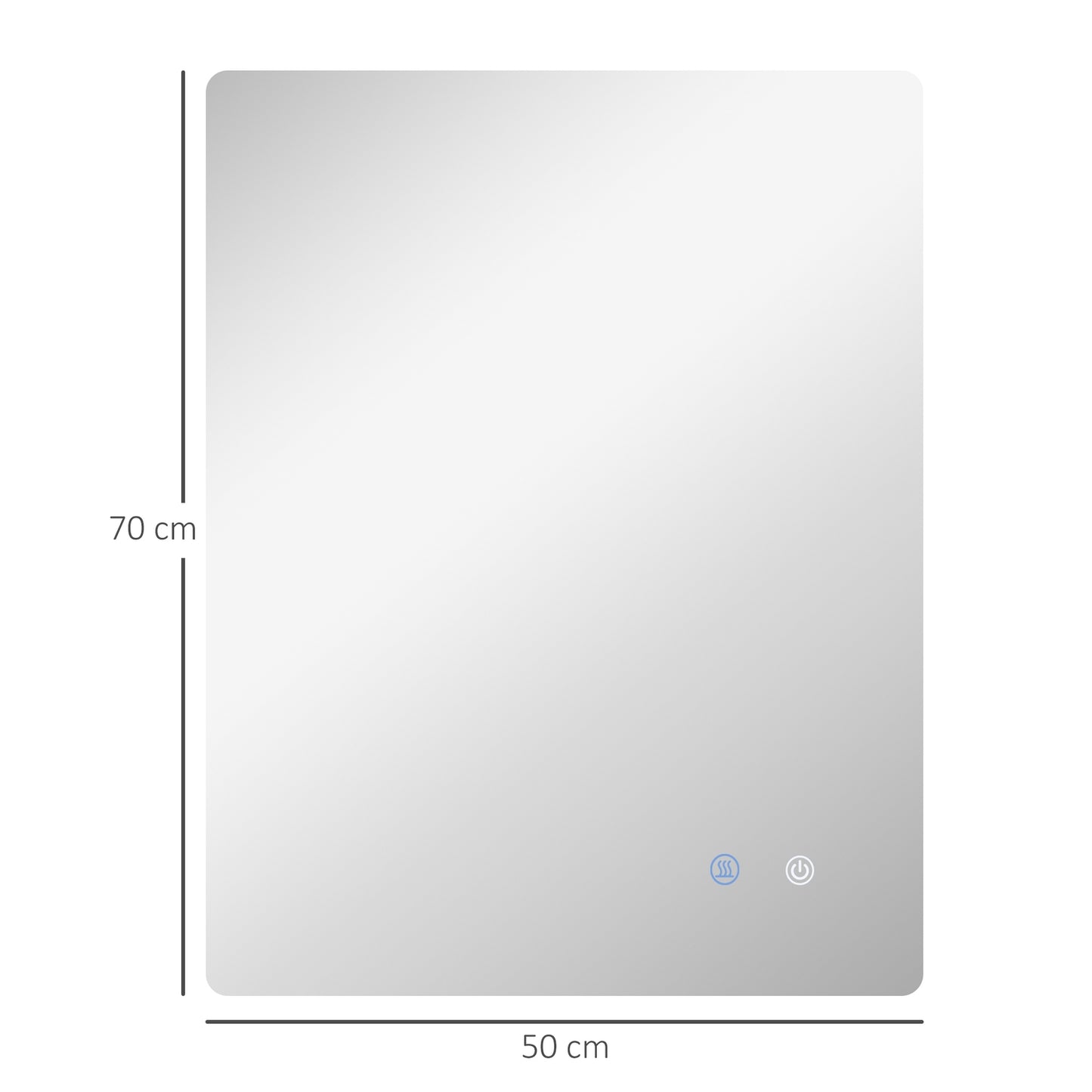 Bathroom mirror with lights, 70x50 cm, Anti-Fog Touch Control