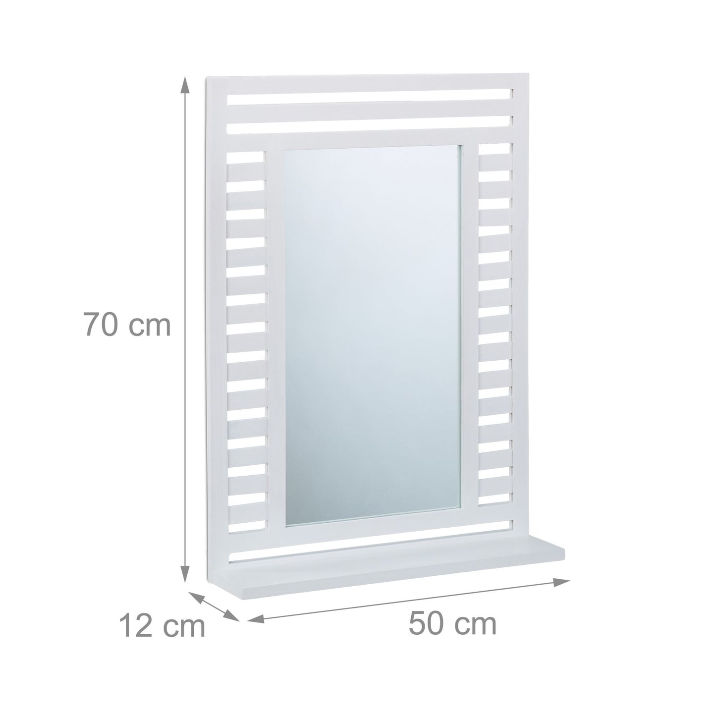 Bathroom mirror with shelf in white