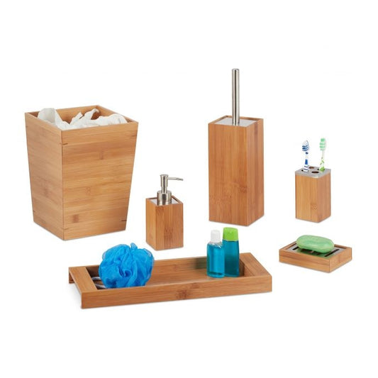 Bathroom set bamboo 6 parts